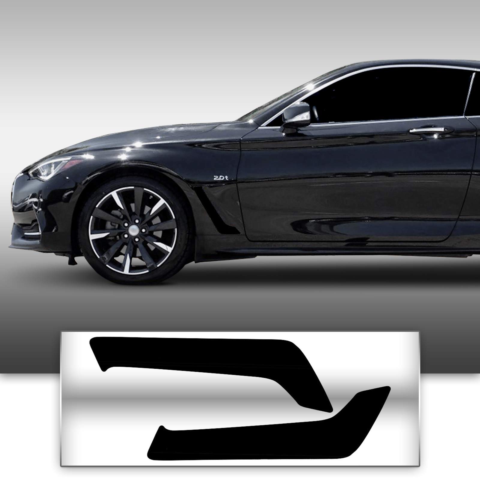 Infiniti Q60 Side Vent Fin Chrome Delete Vinyl Decal Overlay Trim Wrap - Carbon Fiber Black (2017-2020) | Easy DIY Installation, Custom Fit for Q60 Coupe, Enhances Sporty Appearance