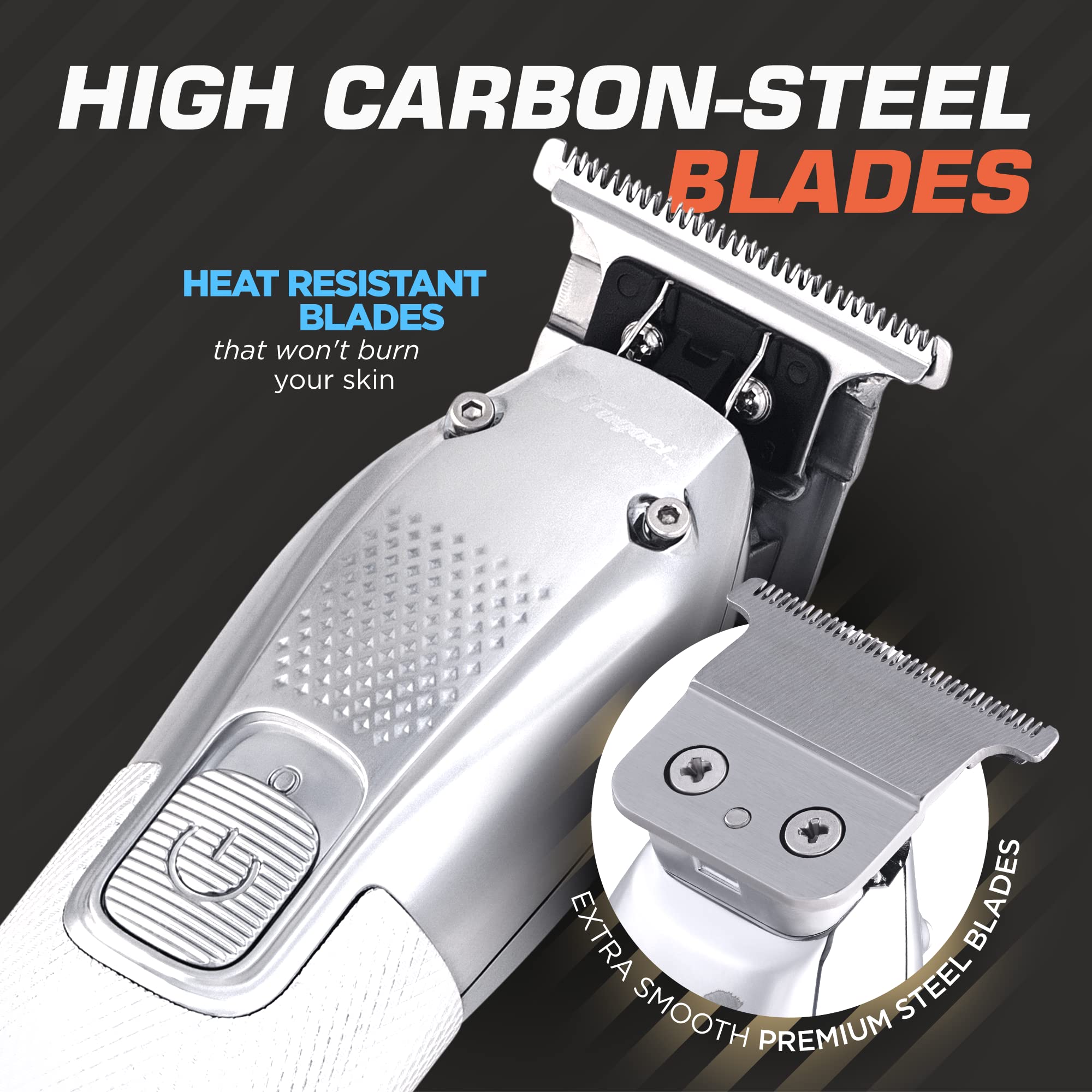 Fagaci Professional Men's Hair Trimmer - Turbo Power Clipper with Adjustable Zero Gap Blades for Precise Clean Cuts | Home Barbering, Beard Trimming & Personal Grooming Kit