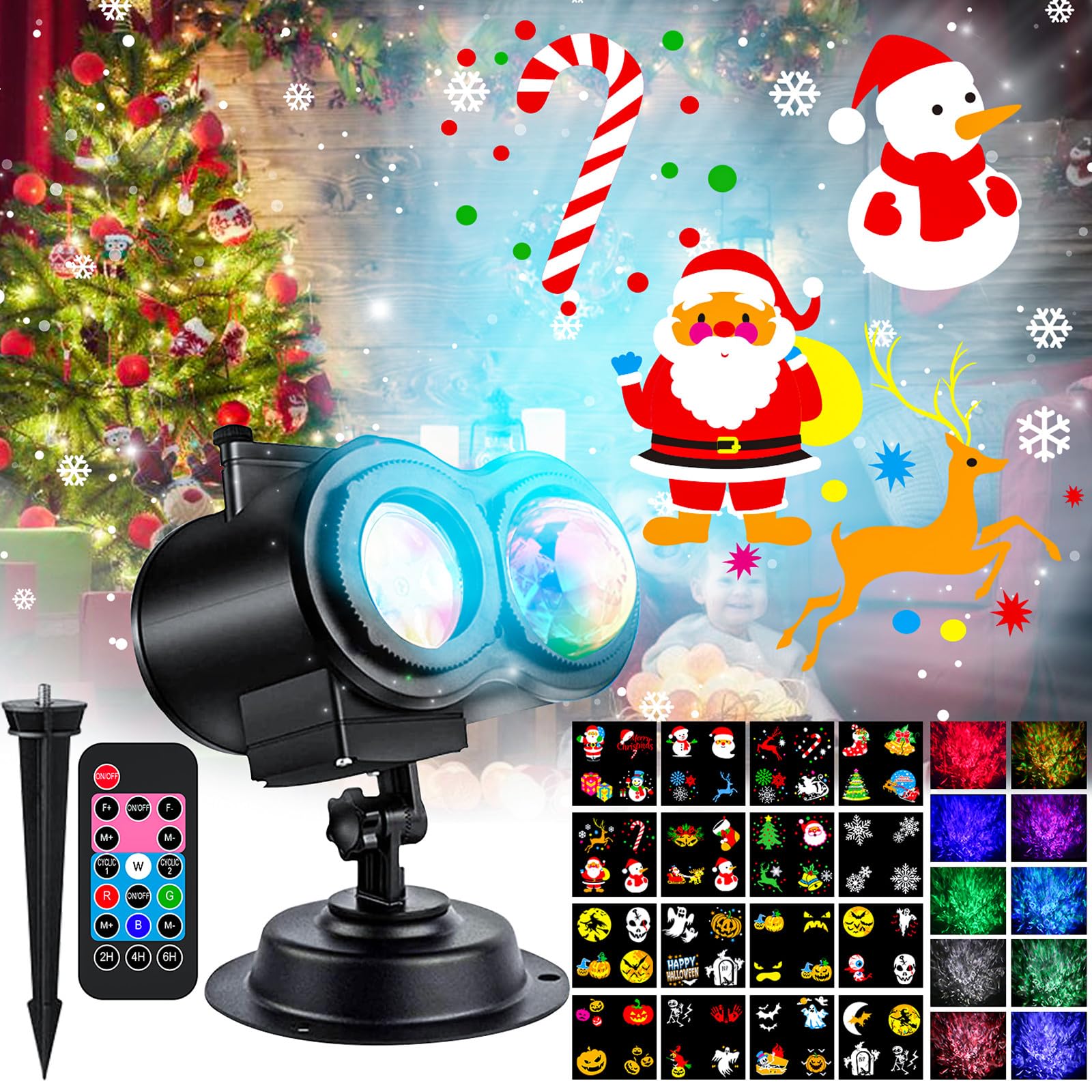 Outdoor Christmas Projector Lights - Waterproof LED Halloween Projector with Remote Control for Holiday Decorations - Perfect for Christmas, Halloween, Parties, Yard, Garden, and Home Decor