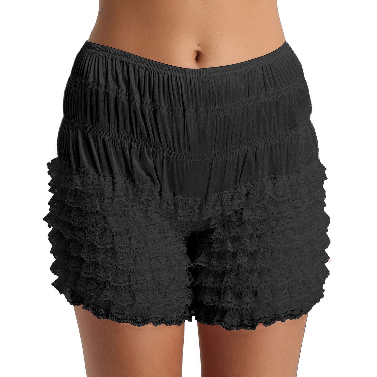 Yeahdor Women's Tiered Ruffle Panties - Soft Cotton Boyshort Underwear with Lace Trim for Dance, Petticoat, and Everyday Wear - Comfortable and Stylish Bloomers for Adults