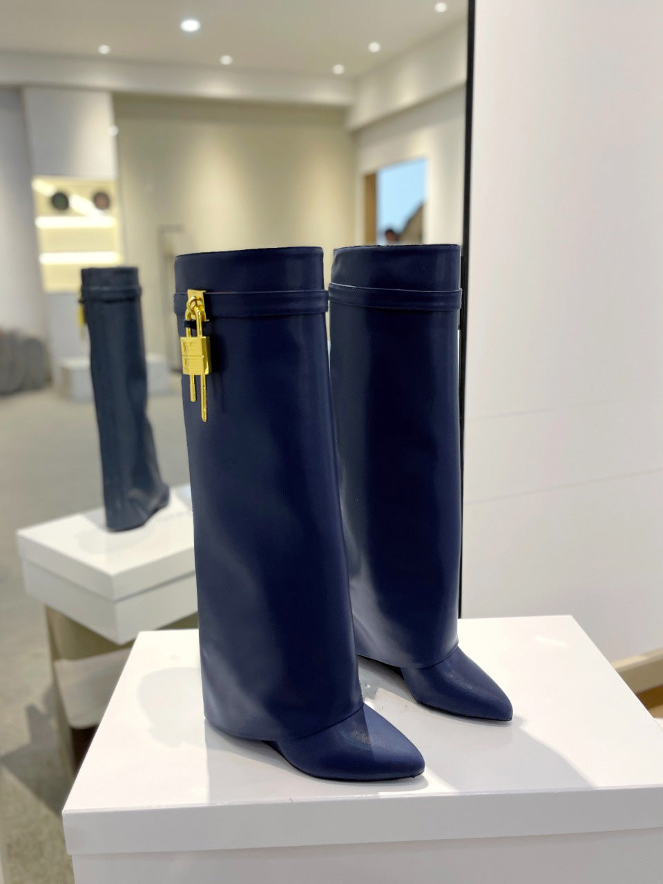 Gold Lock Long Boots for Women - Stylish Knee High Boots with Secure Lock Design - Perfect for Winter, Fall, and Fashion Outfits