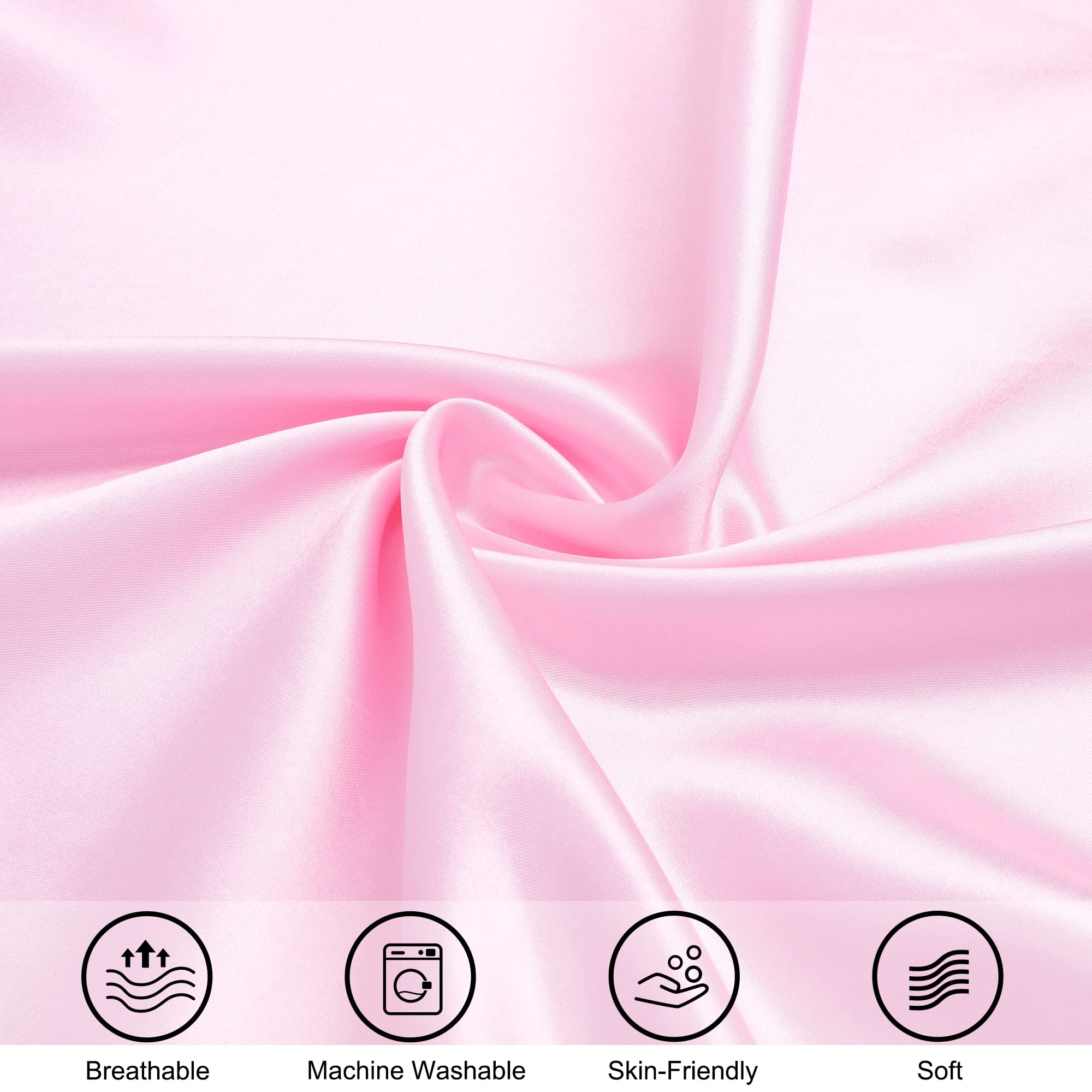 uxcell Super Soft Silky Satin Body Pillow Cover 20x54 Inches - Pink Pillowcase for Hair & Skin Care, Perfect for Sleeping, Travel, and Home Decor