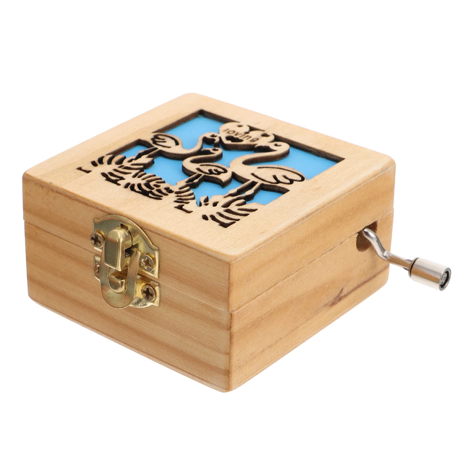 VALICLUD Vintage Wooden Music Jewelry Box with Hand Crank - Flamingo Retro Home Decor, Desktop Ornament for Girls, Birthday Gift | Perfect for Jewelry Storage, Bedroom Decor & Special Occasions