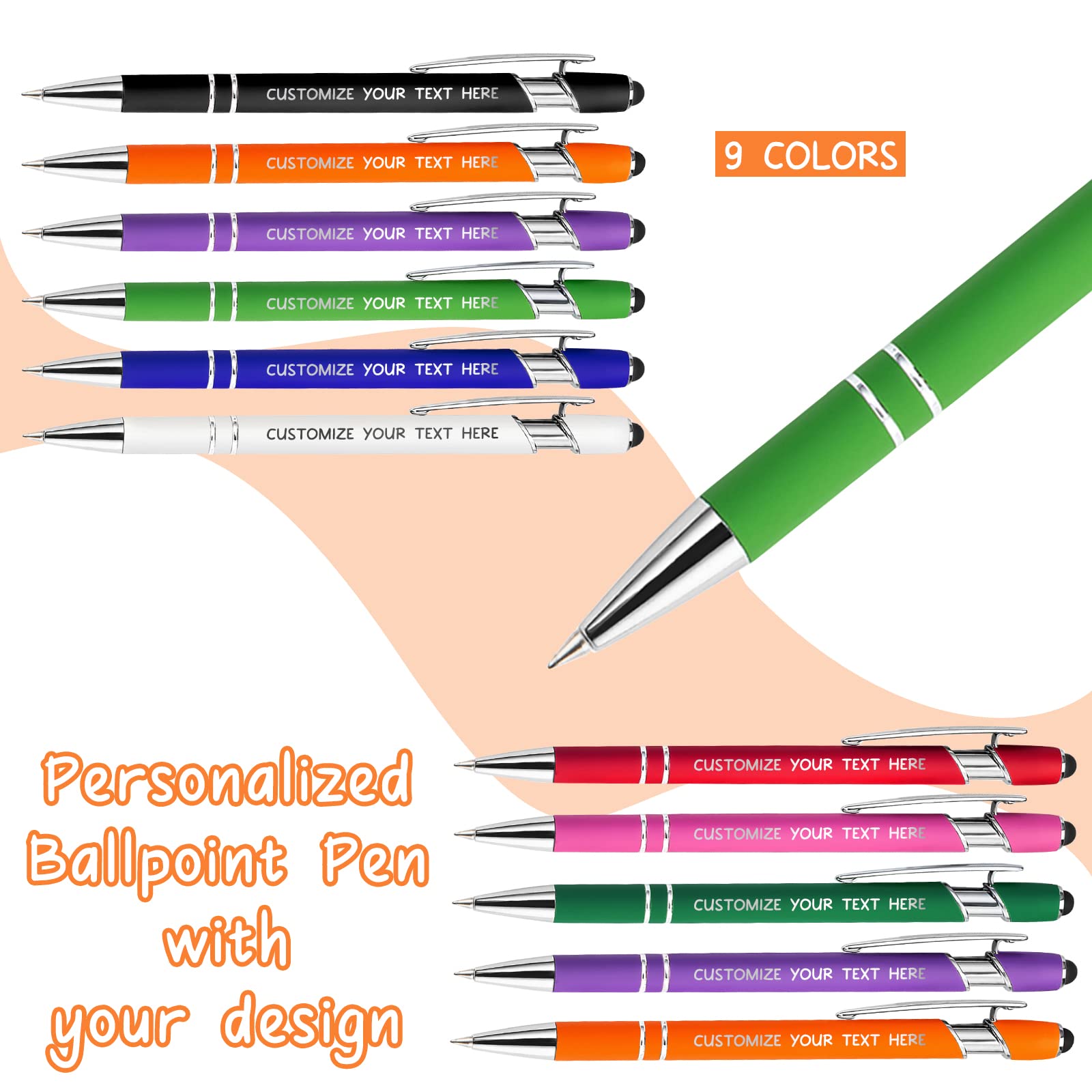 80 Pack Personalized Engraved Ballpoint Pens - Custom Business Name, Logo & Message - Soft Black Ink Stylus with Touch Metal Tip - Perfect for Office Use, Corporate Gifts, Anniversaries, Graduations & Birthday Presents