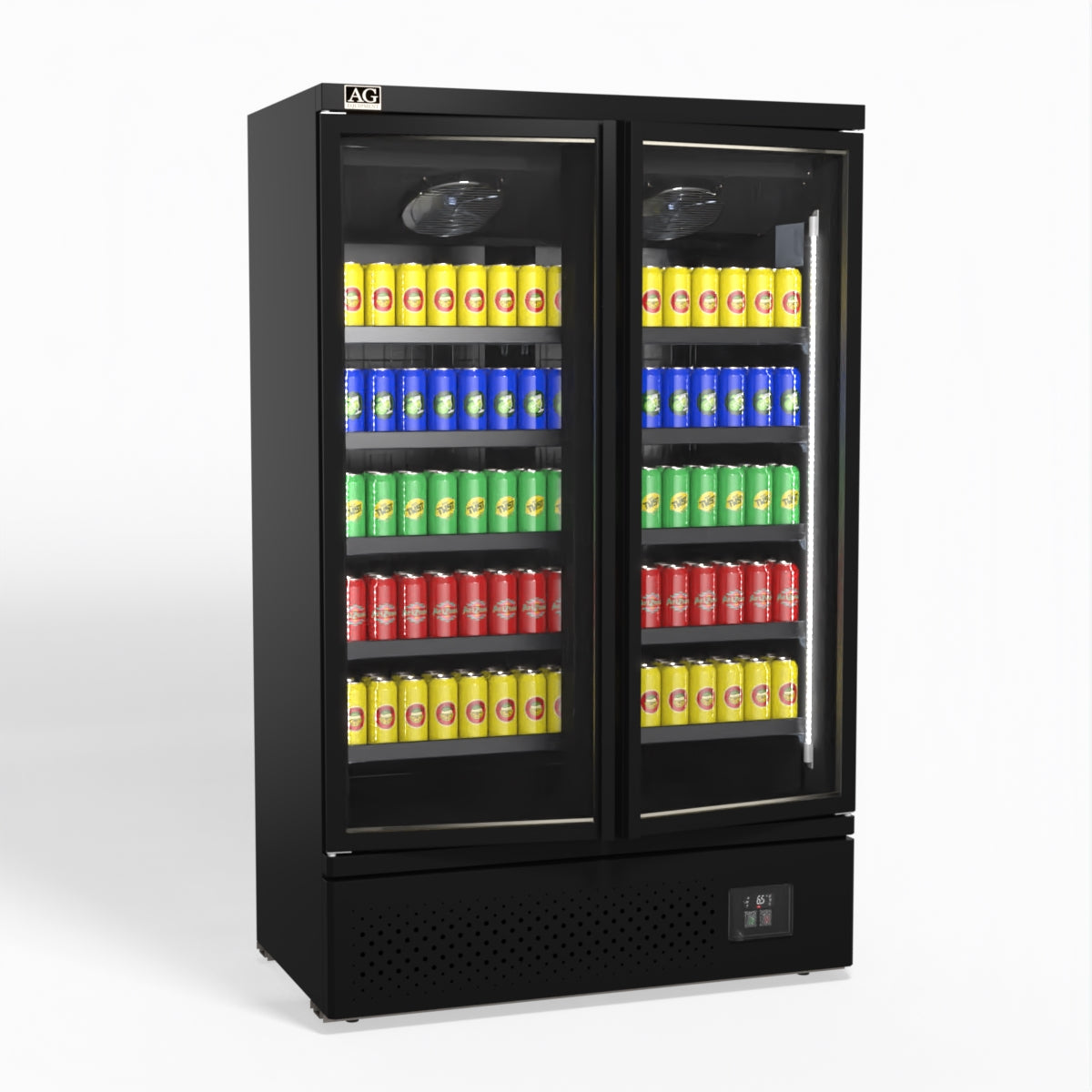 Commercial Upright Display Refrigerator with Two Glass Doors - 1000L Capacity, Perfect for Supermarkets, Restaurants, and Convenience Stores - Model CSB1000