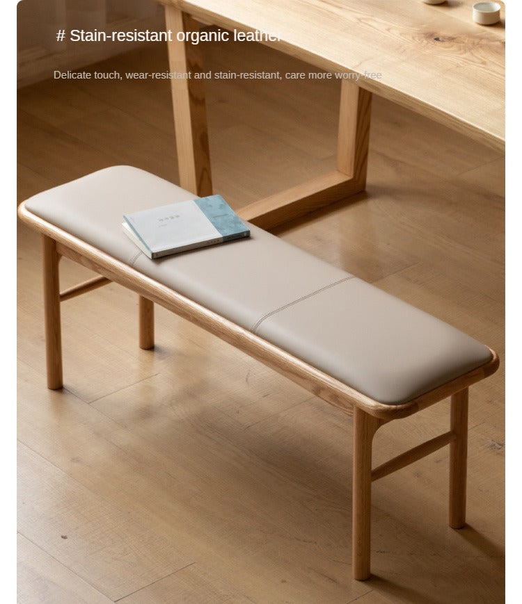 Solid Oak Wood Modern Soft Tea Stool - Comfortable & Stylish Footrest Ottoman for Living Room, Bedroom, or Tea Ceremony