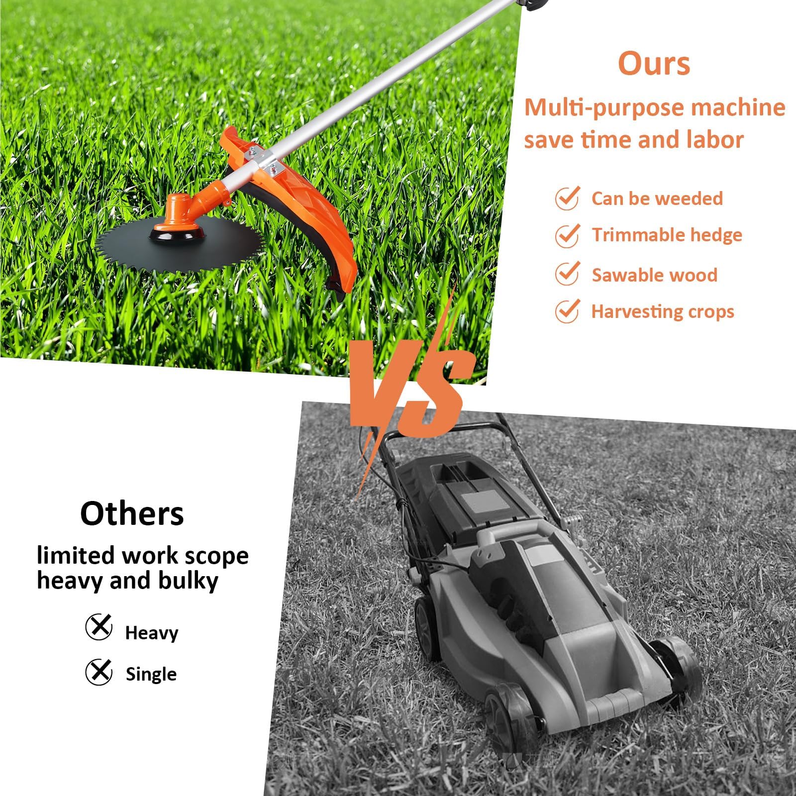 52cc 2-Stroke Gas Powered Weed Eater - 6-in-1 Multi-Function String Trimmer with Full Guard Accessories - Ideal for Lawn Edging, Yard Maintenance & Tough Weed Cutting