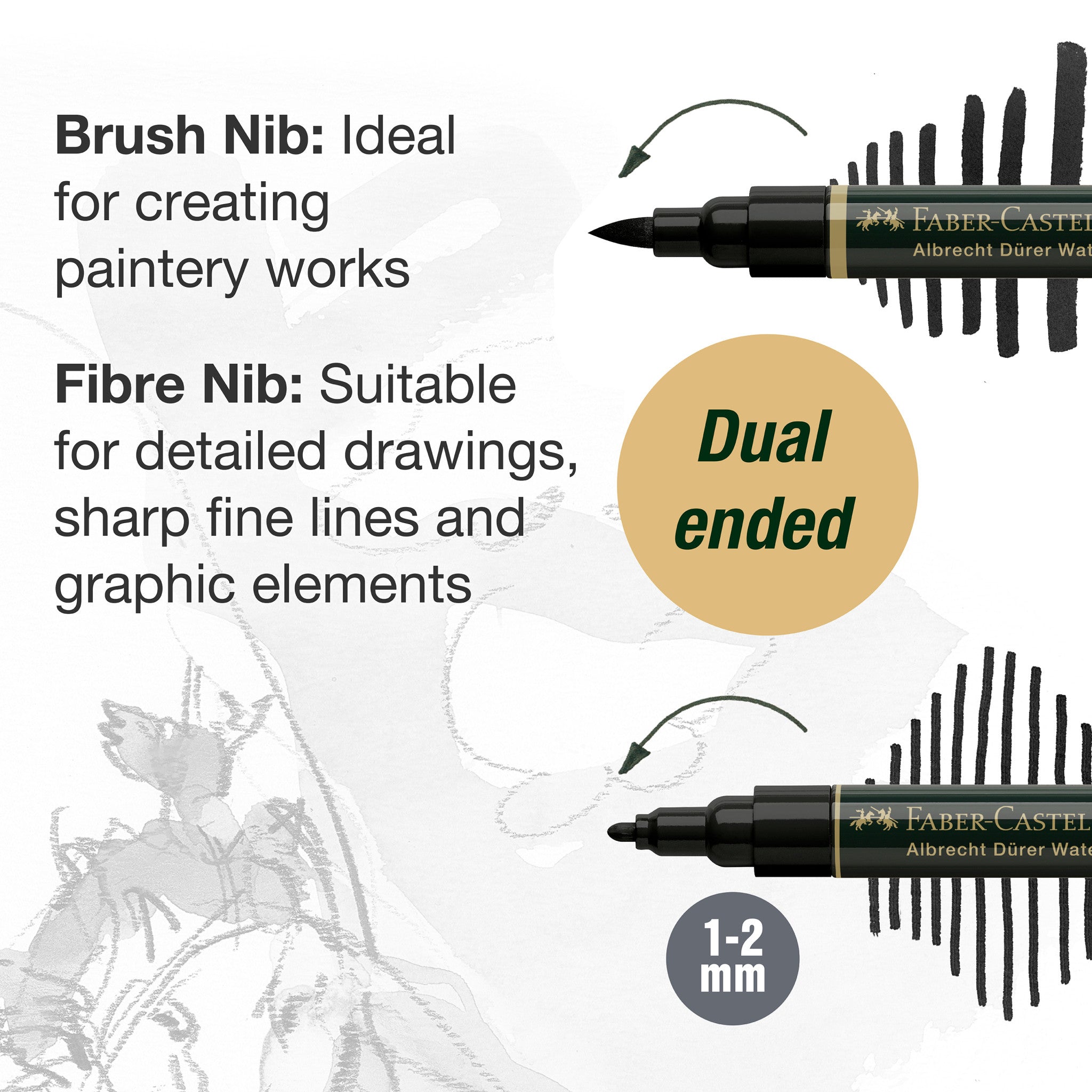 Albrecht Dürer Grey Tone Watercolor Markers Set of 5 - Perfect for Sketching, Illustration & Calligraphy - #160306