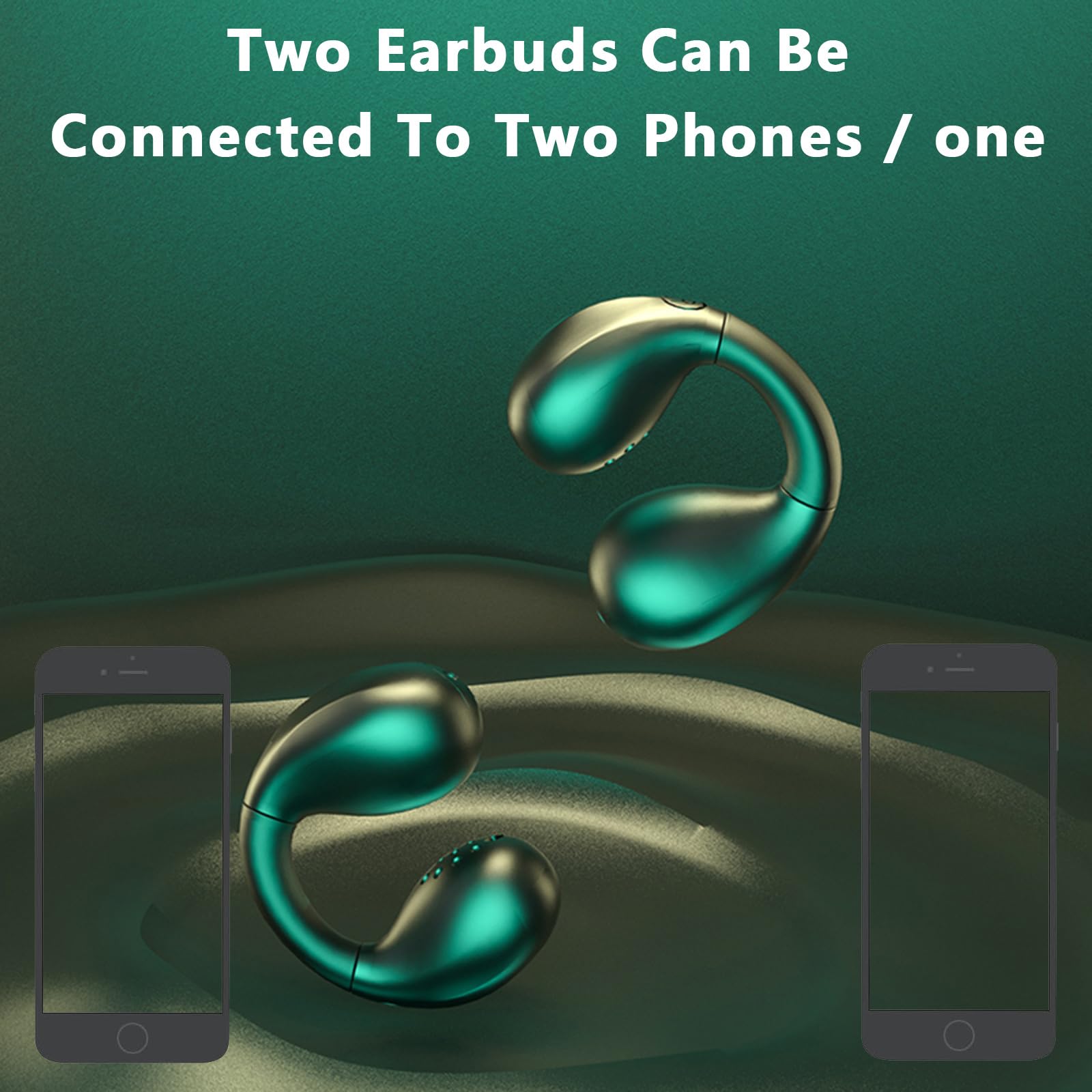 Wireless Clip-On Open Ear Headphones with Bone Conduction Technology - Bluetooth Earbuds for Running, Cycling & Outdoor Sports