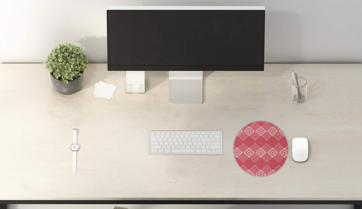 Ambesonne Aztec Mouse Pad - Non-Slip Thick Rubber Gaming Mousepad with Monochrome Geometric Patterns, 8