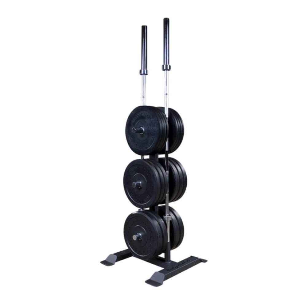 Body Solid GWT56 Olympic Weight Tree & Bar Holder - Heavy Duty Gym Equipment for Weight Plates & Barbells - Perfect for Home & Commercial Gyms