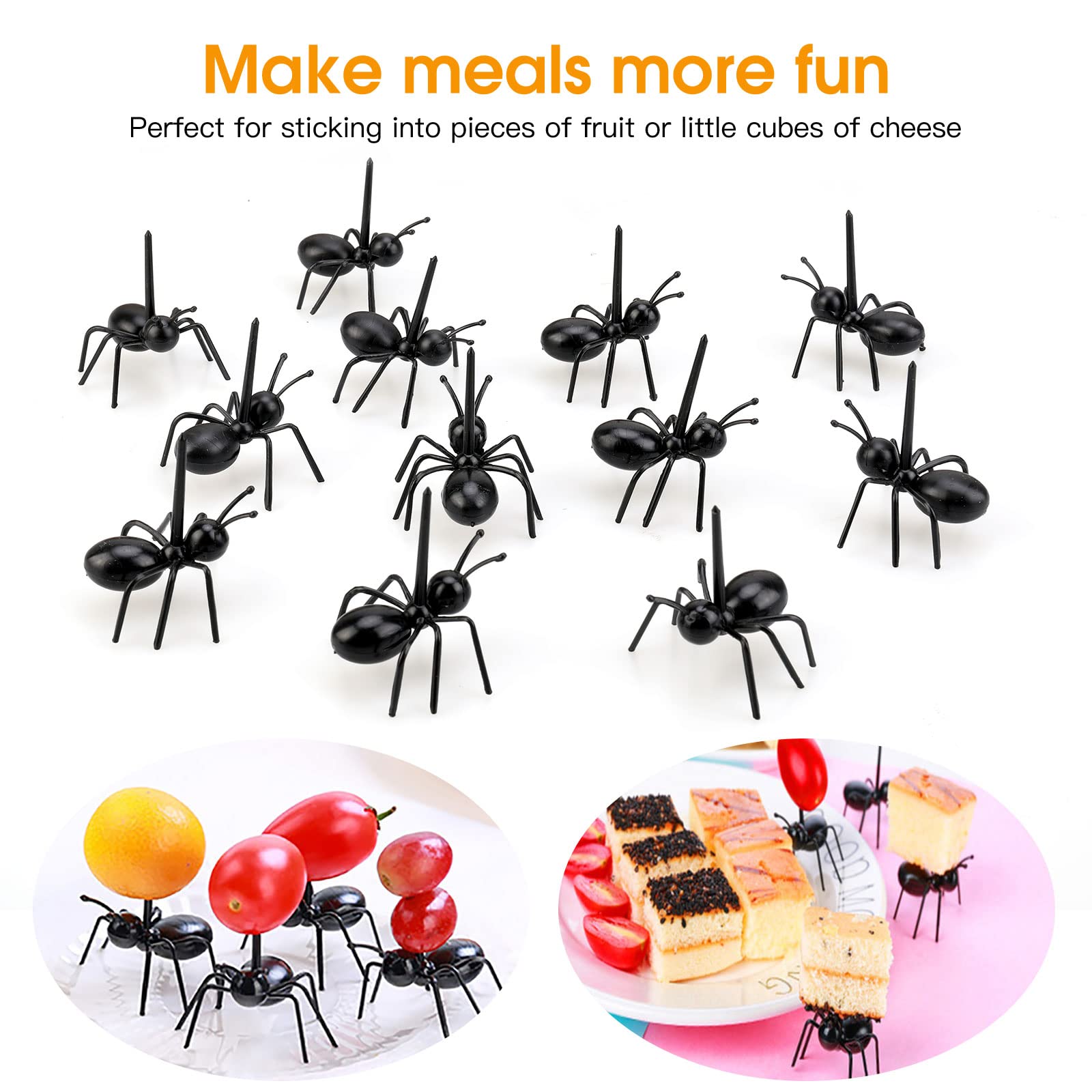 36PCS Ant-Shaped Toothpicks for Fruit, Desserts, Snacks & Cakes - Reusable Appetizer Forks with Storage Box - Perfect for Kitchen, Baby Showers, Weddings & Bug-Themed Birthday Parties