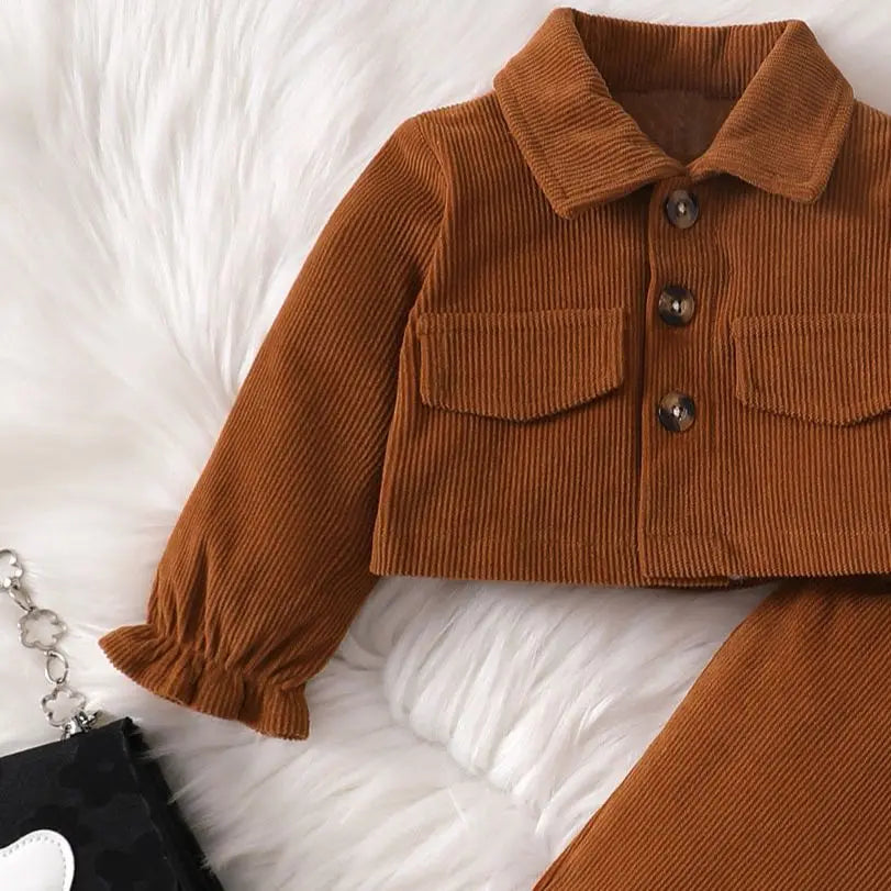 0-2 Year Old Baby Girls' Brown Long Sleeve Cardigan & Bow Pants Set - Winter Fashion Outfit for Newborns & Toddlers - Perfect for Fall/Winter Dressing, Photo Shoots & Special Occasions