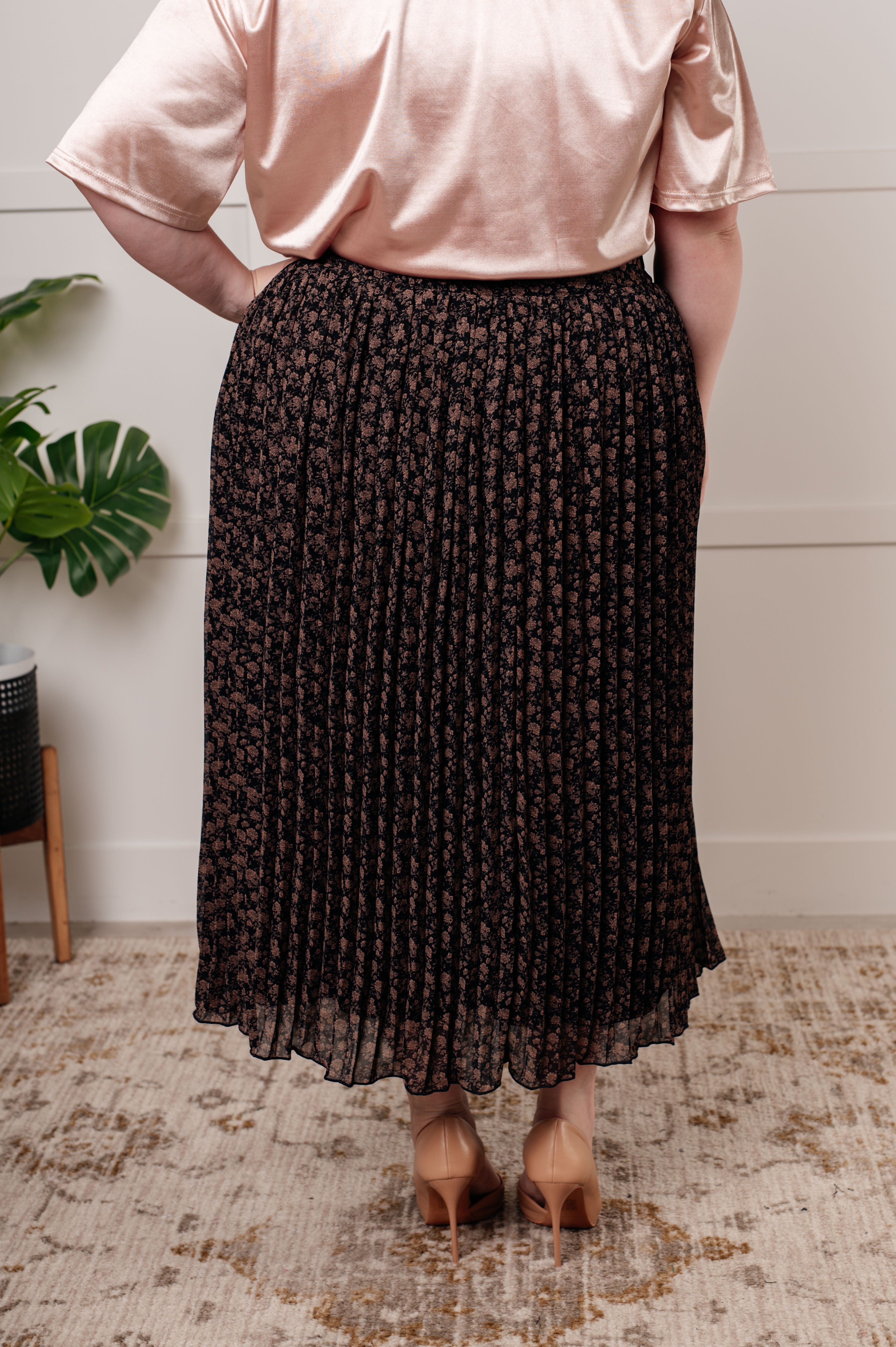 Floral Print Pleated Skirt for Women - Elegant A-Line Midi Skirt with Elastic Waist | Perfect for Spring, Summer, Office Wear & Casual Outfits