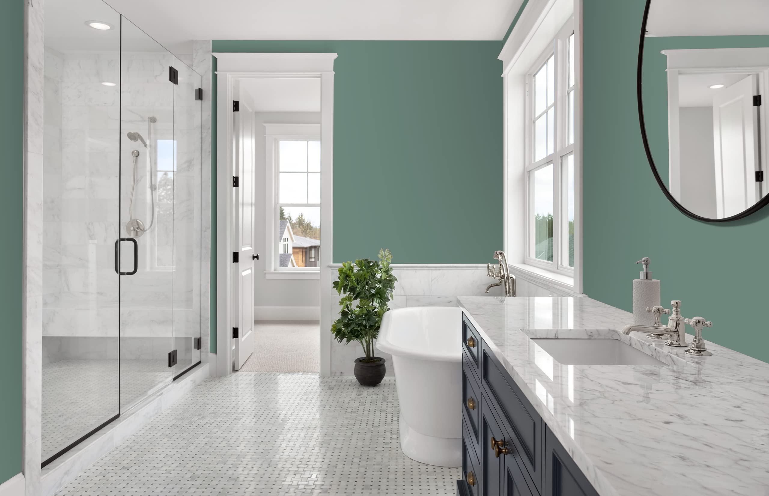 Diamond Brite Paint Forma Satin Paint & Primer in One - 1 Gallon Latex Interior Paint in Mountain Meadow Green | Perfect for Living Rooms, Bedrooms & Home Decor