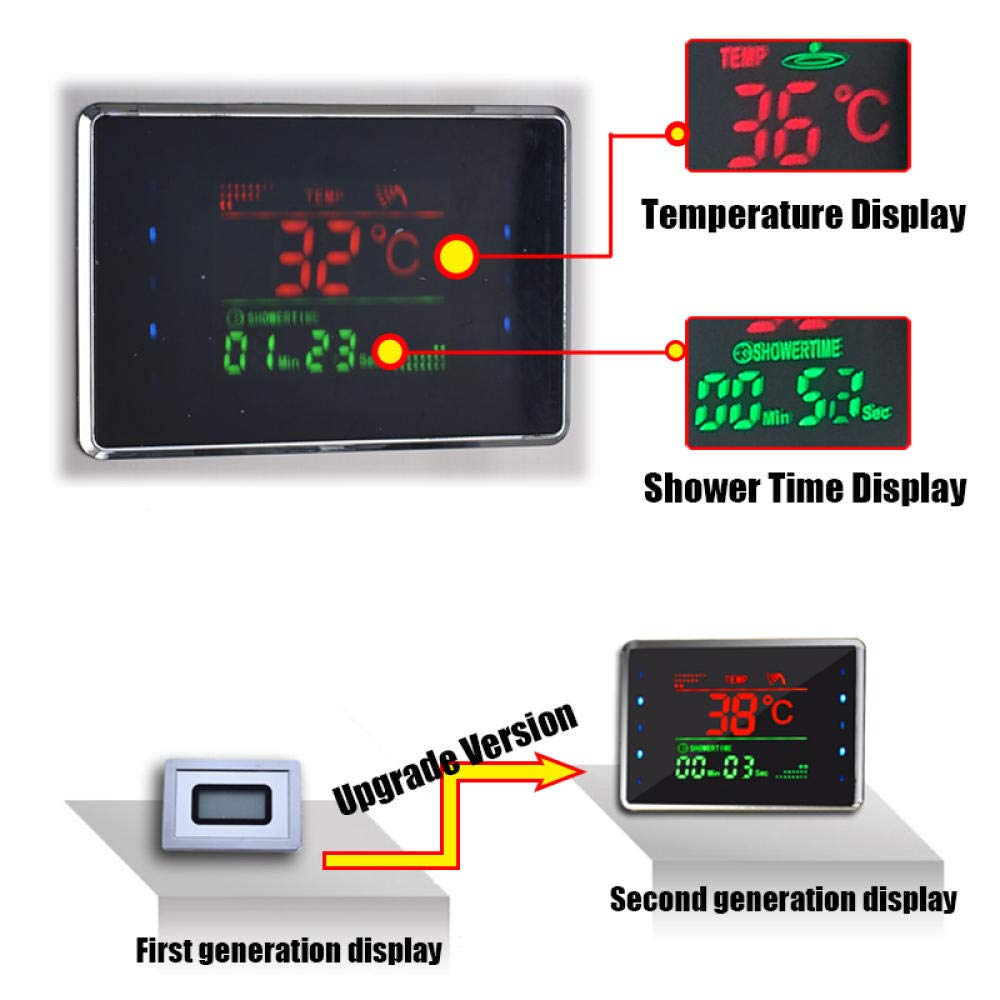 Digital LED Temperature Display Shower Panel System - Modern Bathroom Tower Column with Adjustable Body Massage Jets & LED Shower Head for Spa-Like Relaxation | Perfect for Master Bathrooms & Luxury Home Renovations
