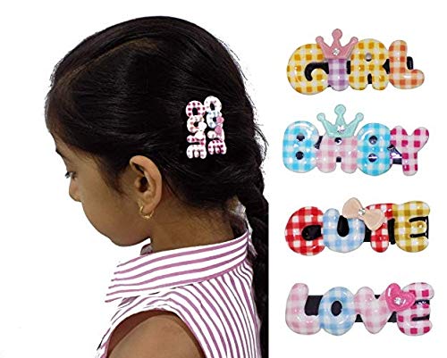 Iyaan Kids Hair Clips Set of 4 - Colorful Hair Pins for Girls, Non-Slip Barrettes for Toddler & Baby Hair Styling - Perfect for School, Parties & Daily Use