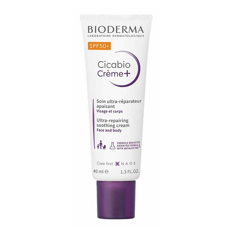 Bioderma Cicabio Crème+ SPF 50+ Ultra Repairing Soothing Cream for Dry & Sensitive Skin | Post-Procedure Care & Sun Protection | Dermatologist Recommended