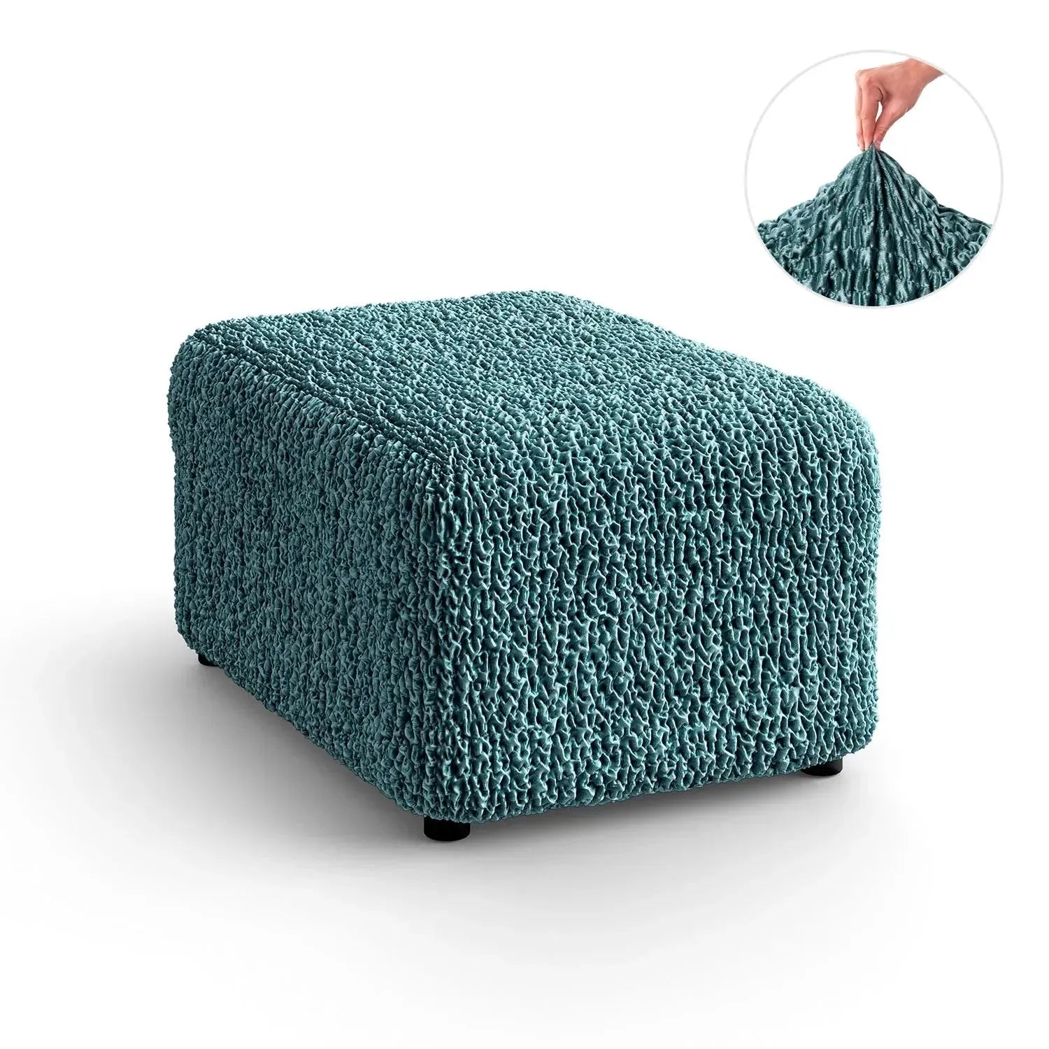 Ottoman Slipcover Medium Size - Goffrato Velvet Collection | Stretchable Furniture Cover for Living Room, Bedroom & Office Decor
