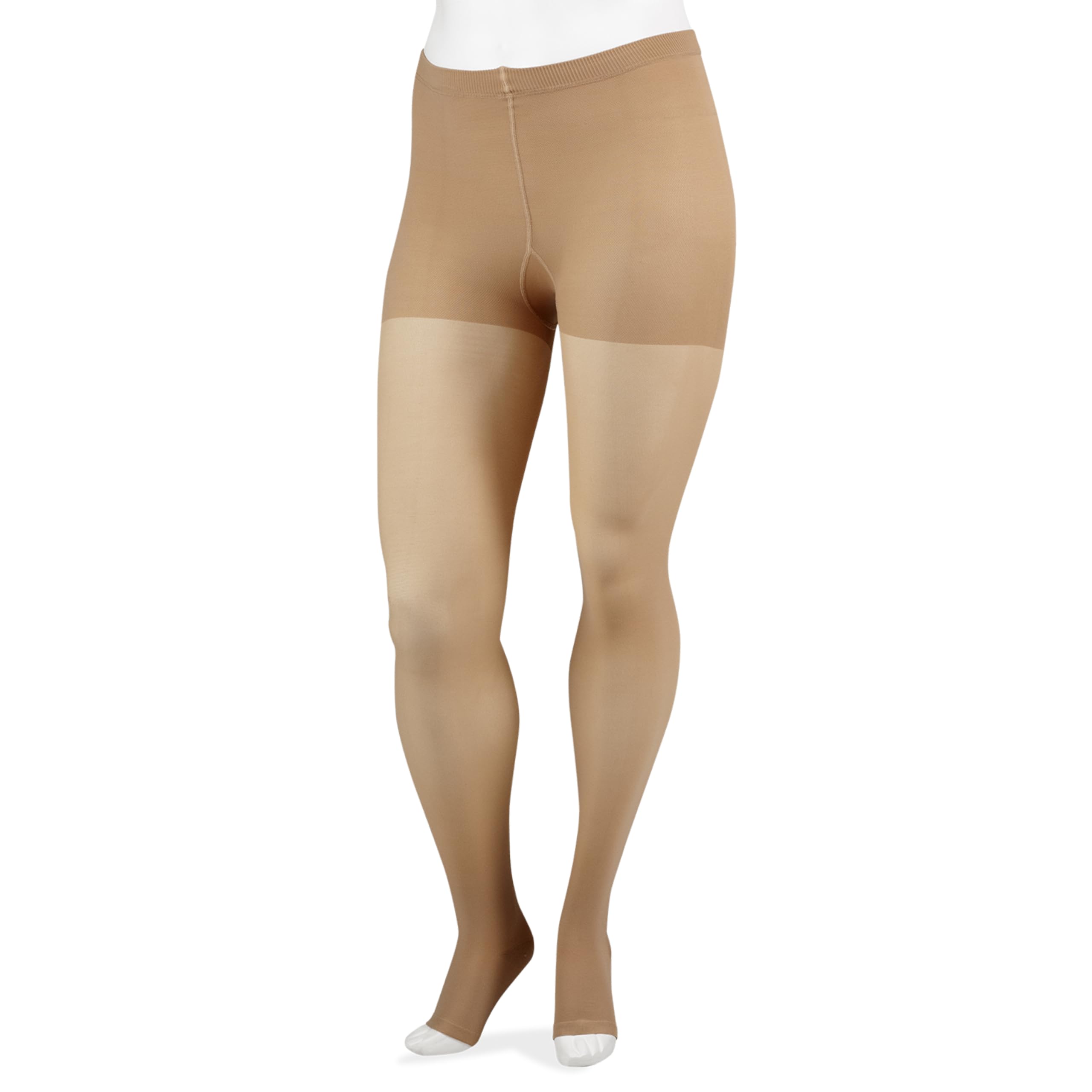Juzo Soft 2001 Open Toe Compression Pantyhose 20-30mmHg - Beige, Size 2 (II) Petite - Medical Support Stockings for Varicose Veins & Swelling Relief - Perfect for Nurses, Travel & Daily Comfort