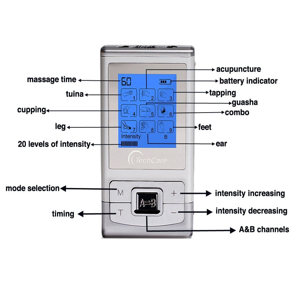 TechCare Massager SE - Portable TENS Unit with 9 Modes for Pain Relief, Muscle Recovery & Relaxation - Perfect for Home, Office & Travel Use