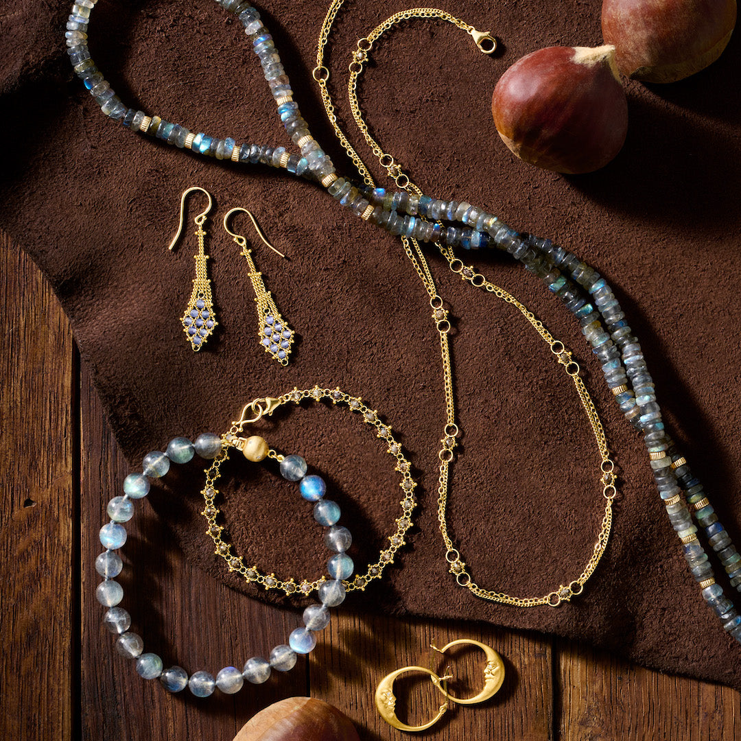 Laguna Labradorite & Diamond Bracelet - Elegant Gemstone Jewelry for Women | Perfect for Parties, Weddings & Everyday Wear