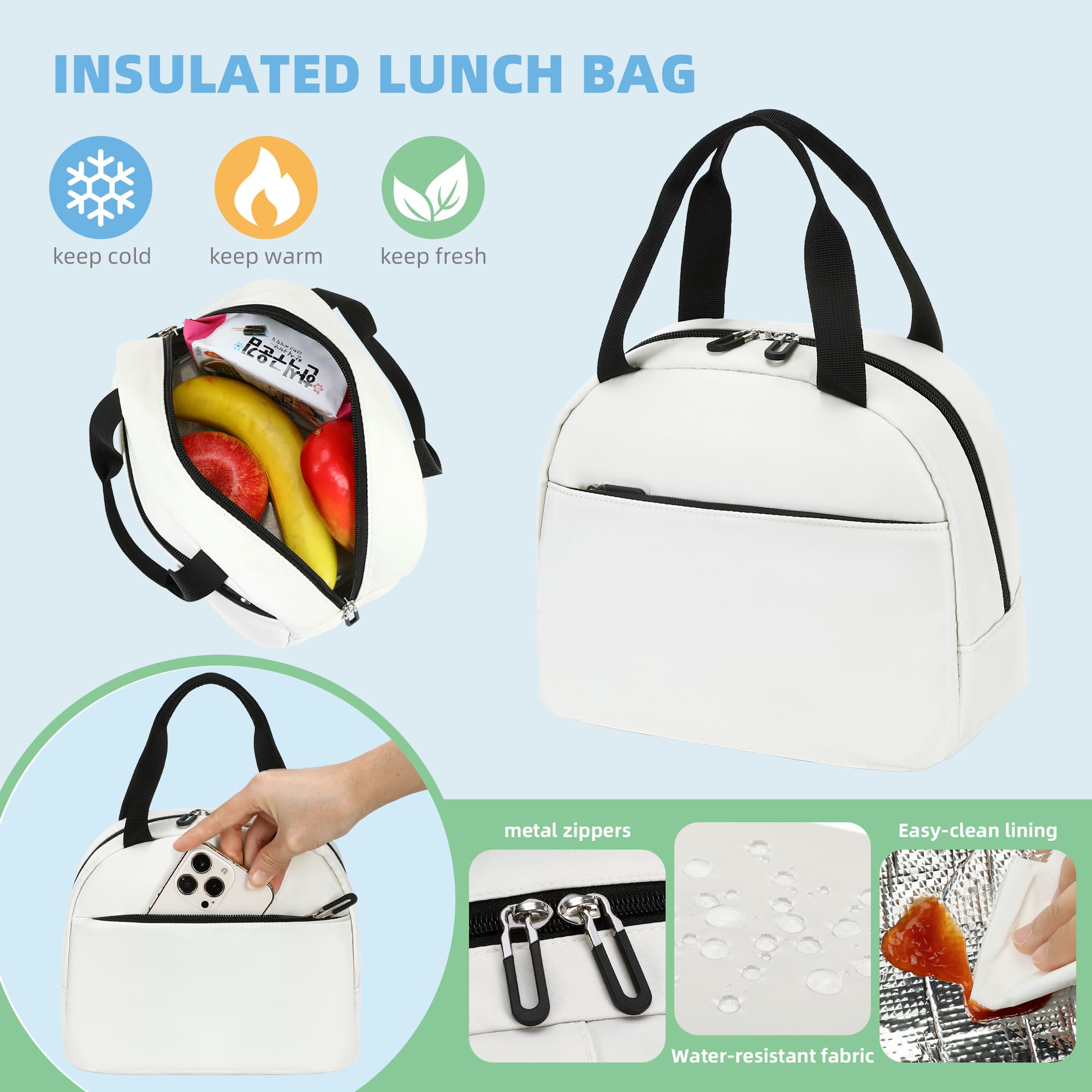 Hidds 3-Piece School Backpack Set for Teens, Girls & Women - Stylish Bookbag with Lunch Box & Laptop Compartment - Perfect for College, Travel & Daily Use