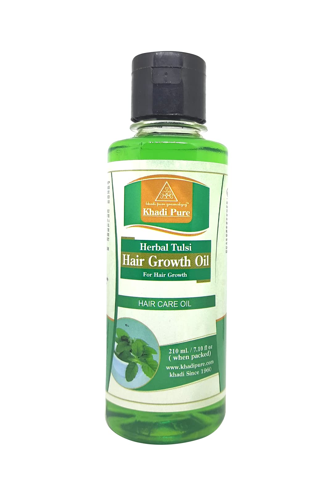 Khadi Pure Herbal Tulsi Hair Growth Oil for Thicker & Longer Hair - 210ml | Natural Ayurvedic Treatment for Hair Loss & Scalp Care | Promotes Healthy Hair Growth - Use for Daily Hair Massage & Night Treatment