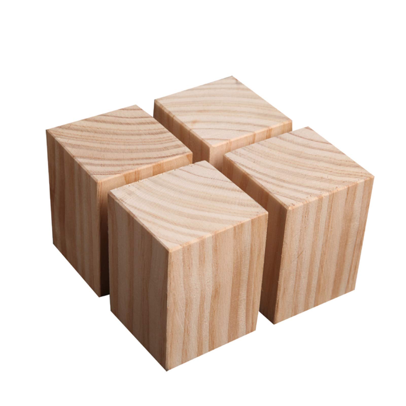 4 Pack Wooden Furniture Legs - 9x9x10cm Bed & Table Risers - Heavy Duty Furniture Lifters for Sofa, Desk, Couch - Adjustable Height Home Decor Accessories (Perfect for Uneven Floors & Carpet Protection)