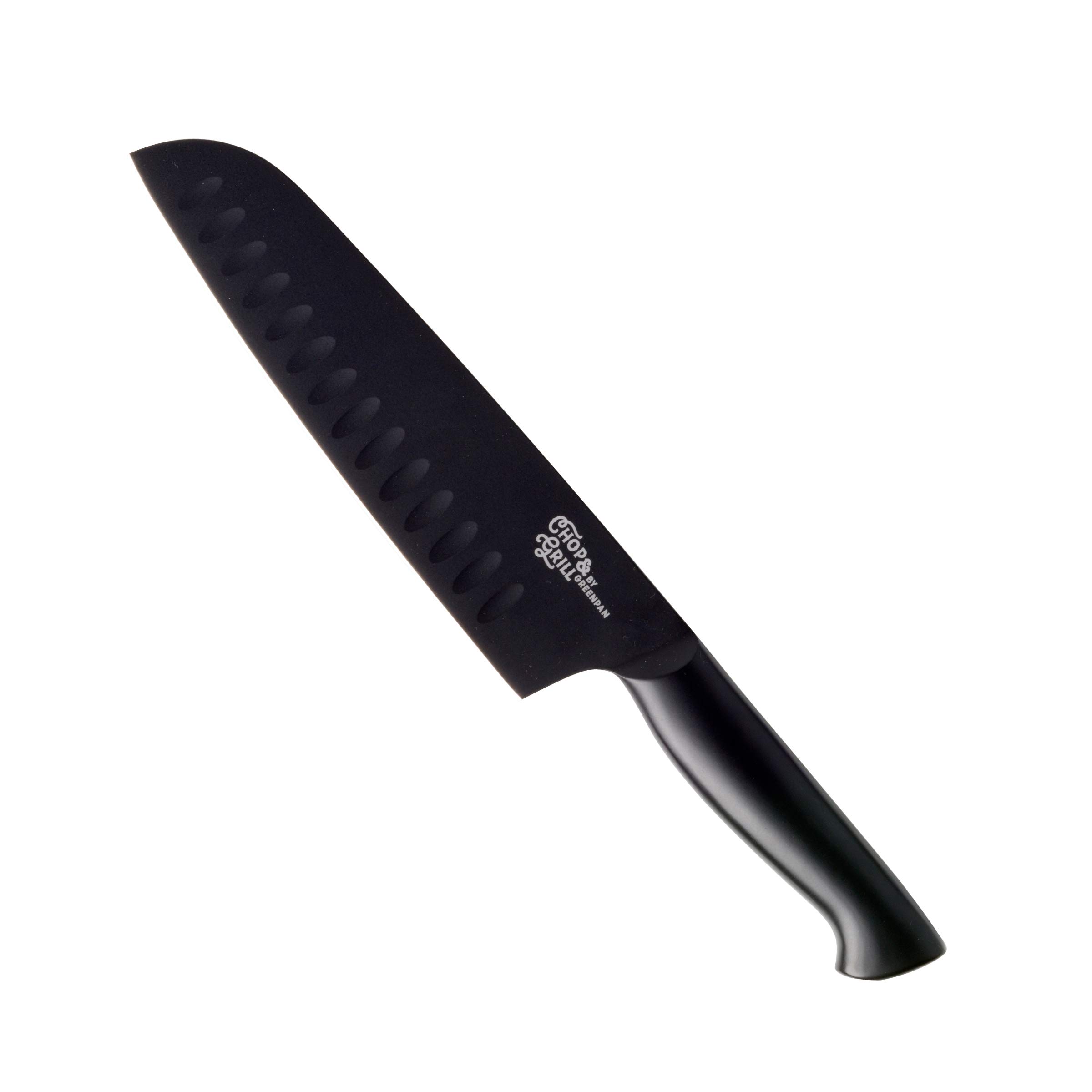GreenPan Premium Ceramic Non-Stick Chop & Grill Santoku Knife - 7 Inch Japanese Kitchen Knife for Slicing, Dicing & Mincing - Perfect for Vegetables, Meat & Fish - Dishwasher Safe & Ergonomic Handle