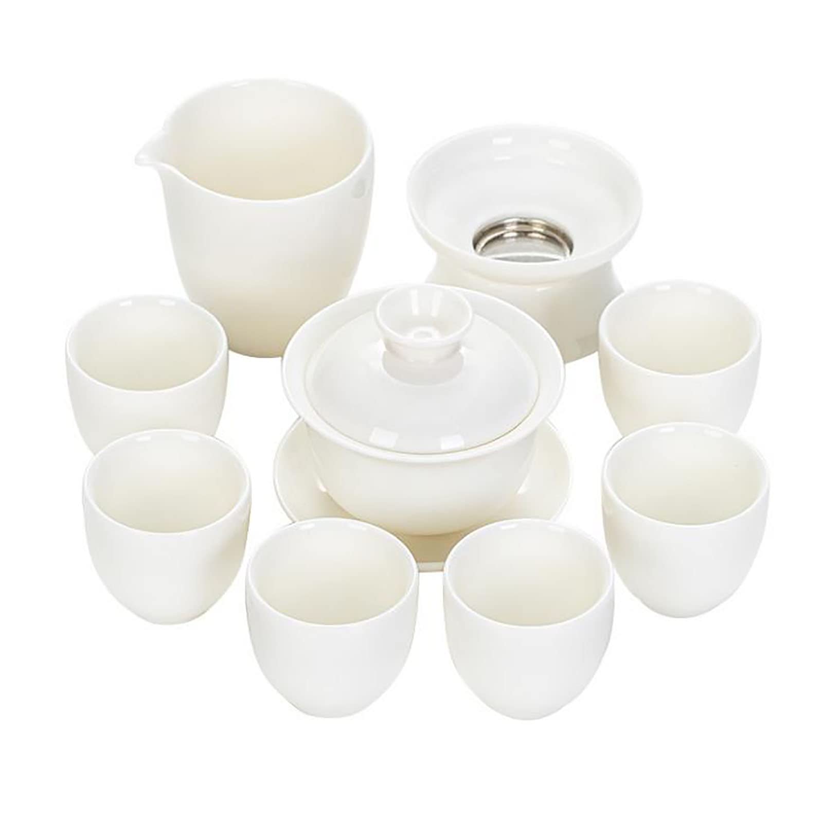 Premium Kung Fu Tea Set - Mutton Fat Jade Porcelain, Chinese Style Ceramic Tea Set for Home, Office & Reception | Elegant Business Gift for Tea Lovers, Housewarming & Corporate Events | Perfect for Zen Meditation, Afternoon Tea & Asian-Inspired Decor