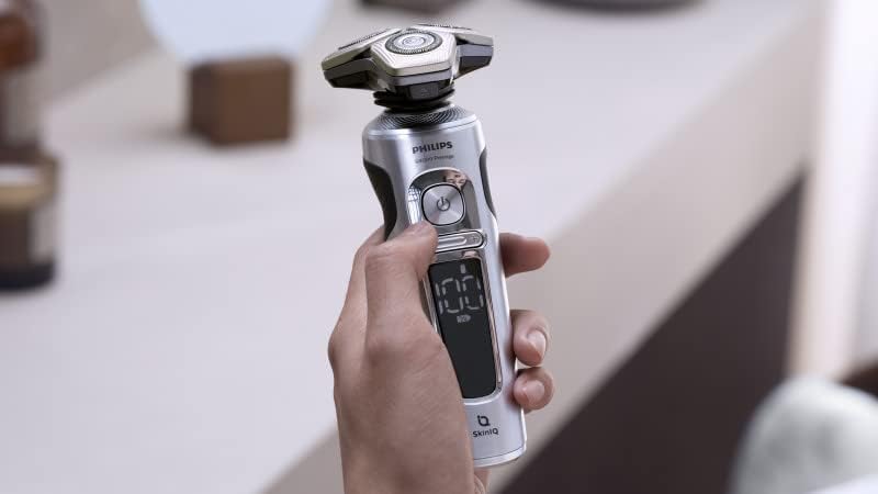 Philips Series 9000 Prestige Electric Shaver - Wet & Dry Shaving with SkinIQ Technology & Hydro SkinGlide Coating - Black Grey (SP9871/13) - Perfect for Travel & Daily Grooming