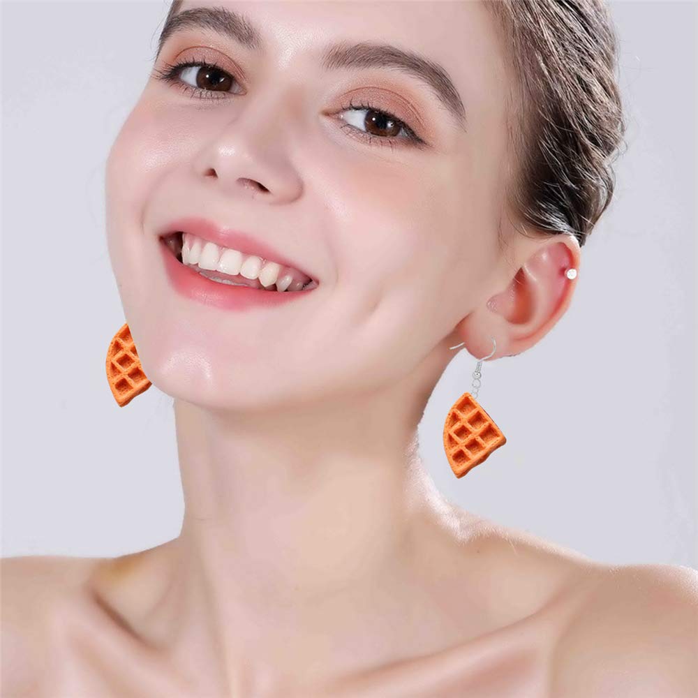 DAMLENG 6 Pairs Handmade Croissant French Bread Toast Drop Earrings - Cute Unique Baguette Dangle Earrings Set for Women - Yellow Food Simulation Jewelry - Perfect for Cosplay, Gift Giving & Fashion Accessories