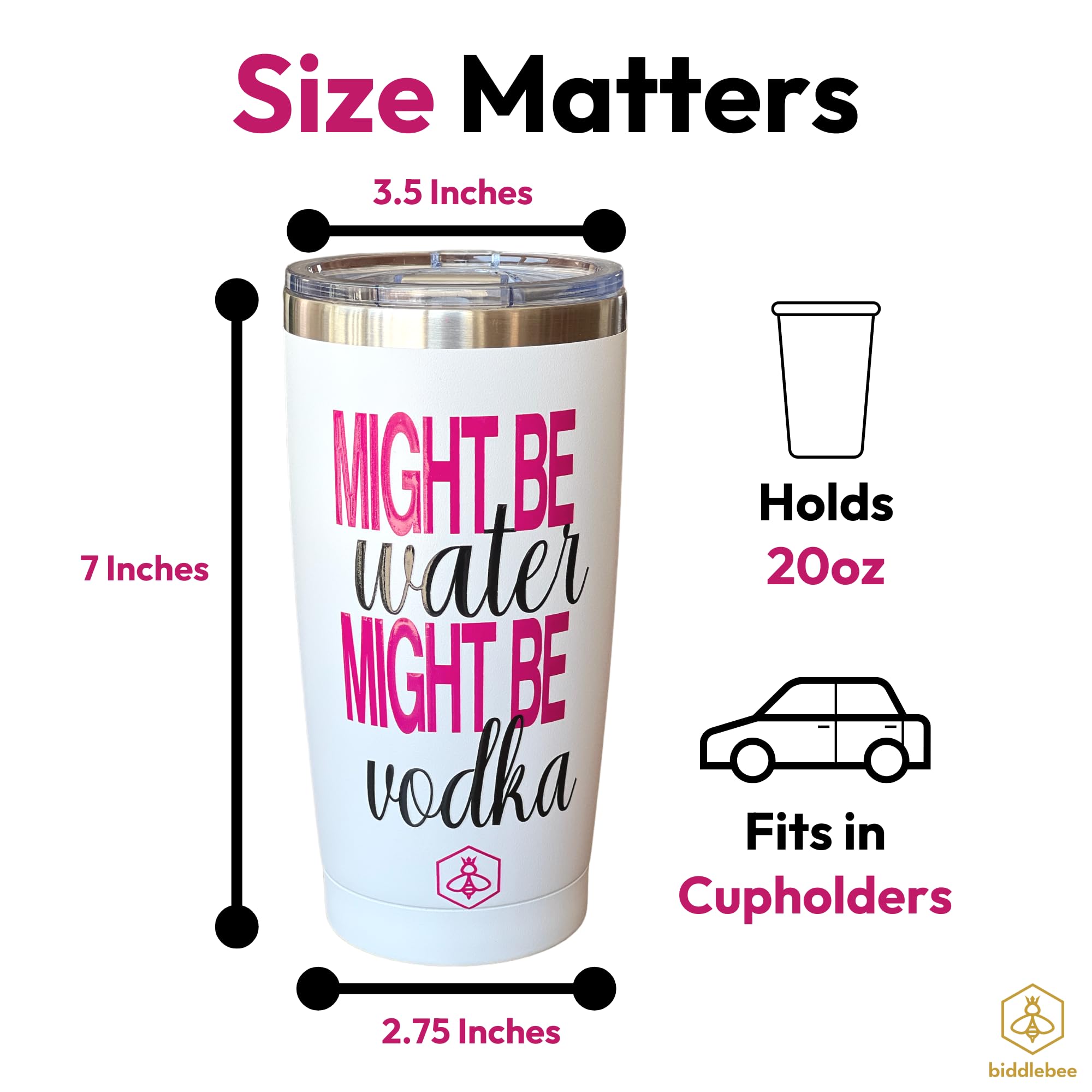Biddlebee 20oz Insulated Stainless Steel Coffee Tumbler - Leakproof Travel Mug for Hot & Cold Drinks - BPA-Free Vacuum Cup for Women, Mom, Teachers - Perfect for Office, Commuting & Outdoor Adventures