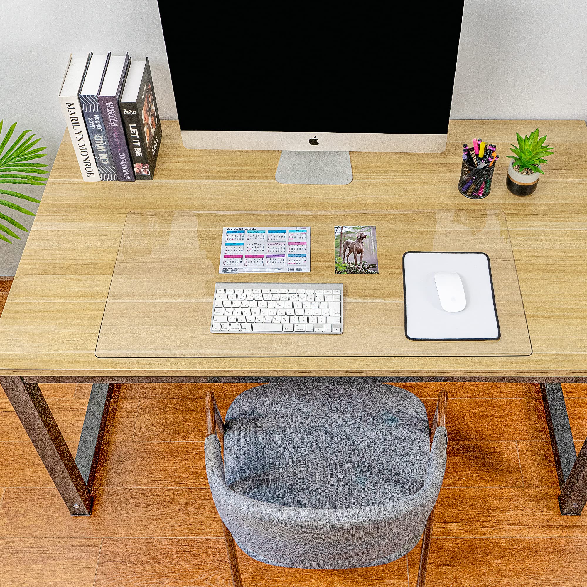 Awnour 34x17 Inches Clear Desk Protector - Transparent Desk Mat with Mouse Pad for Office & Home - Perfect for Computer Workstations, Gaming Setups & Home Office Desks