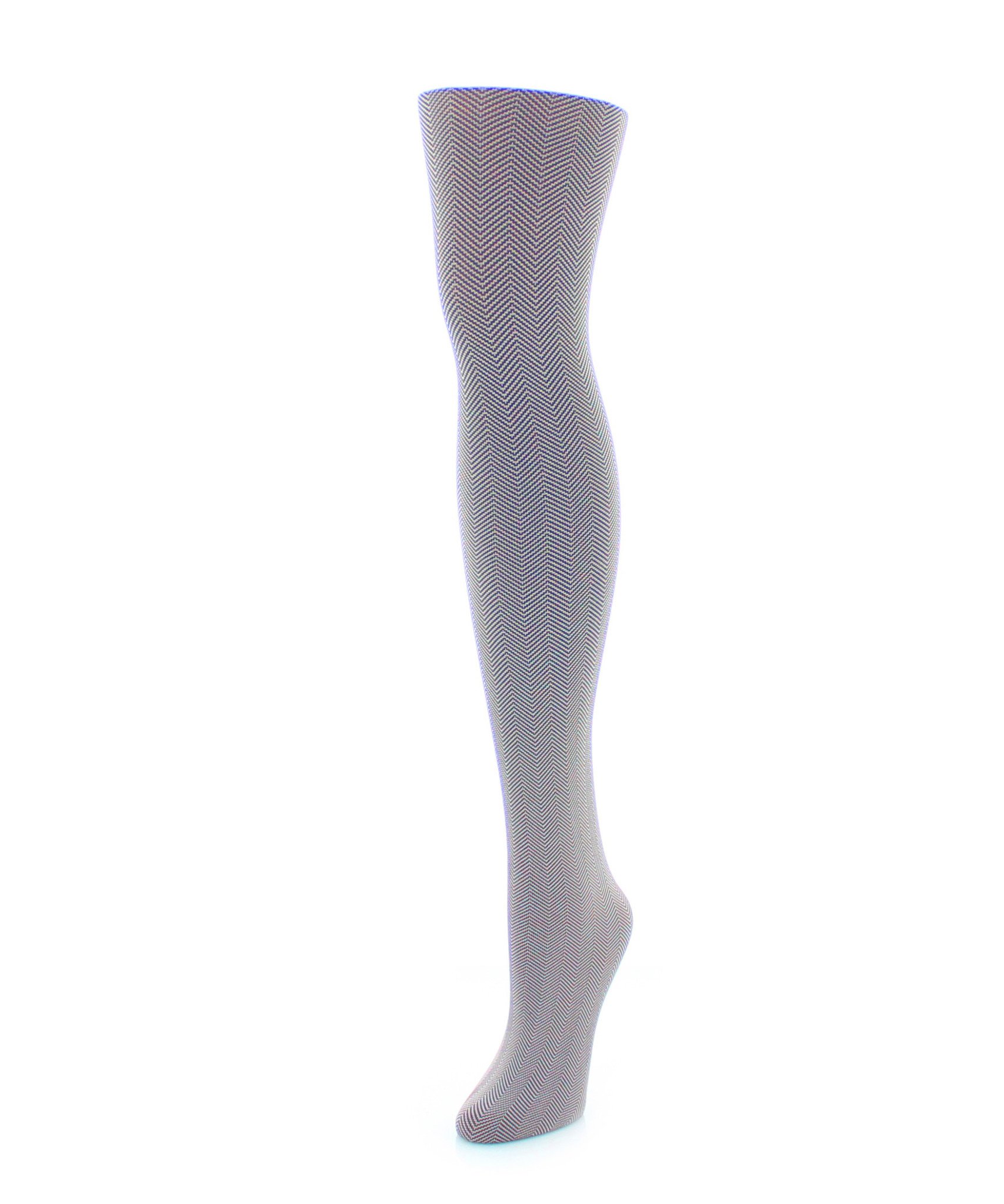 MeMoi Girls' Herringbone Pattern Opaque Tights - Warm Winter Tights for School, Dance & Everyday Wear (Black, S-XXL)