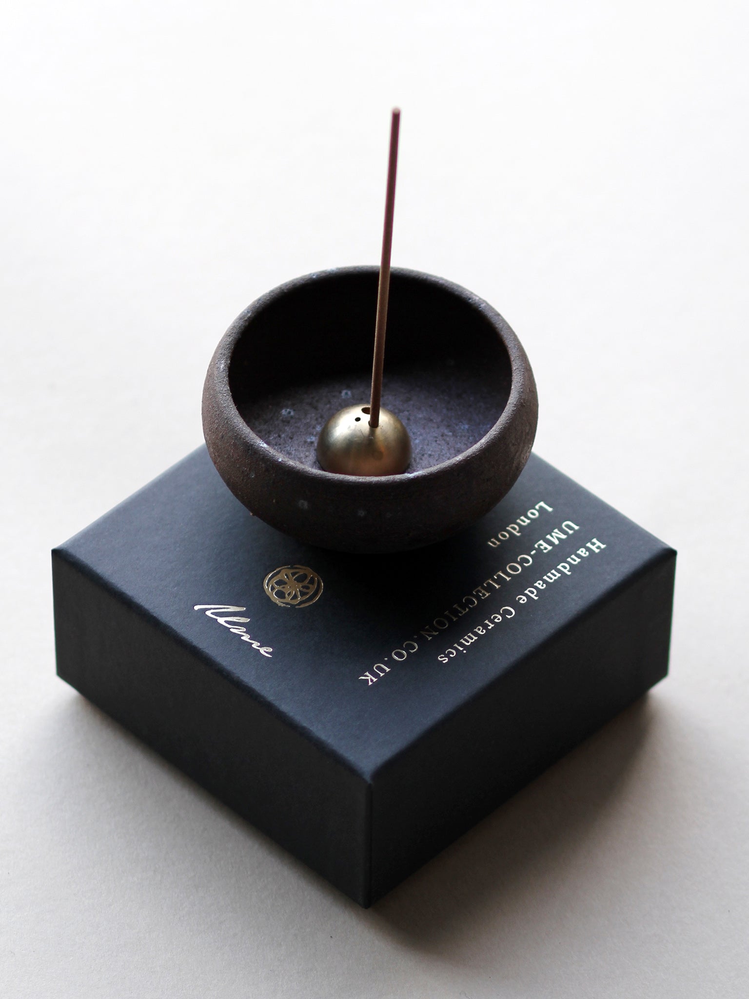 Ume Collection Wabi Sabi Ceramic Incense Bowl - Handmade Mud Clay Burner for Meditation, Yoga & Home Decor
