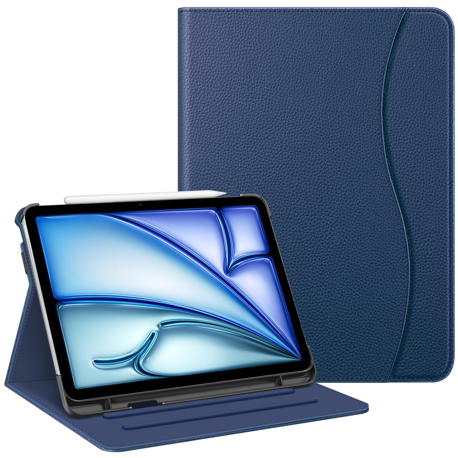 FINTIE iPad Air 11 Inch Case (2025/2024 M3/M2, 5th/4th Gen 2022/2020) - Multi-Angle Stand Folio Cover with Apple Pencil Holder & Storage Pocket - Navy Blue - Perfect for Work, School & Travel Protection