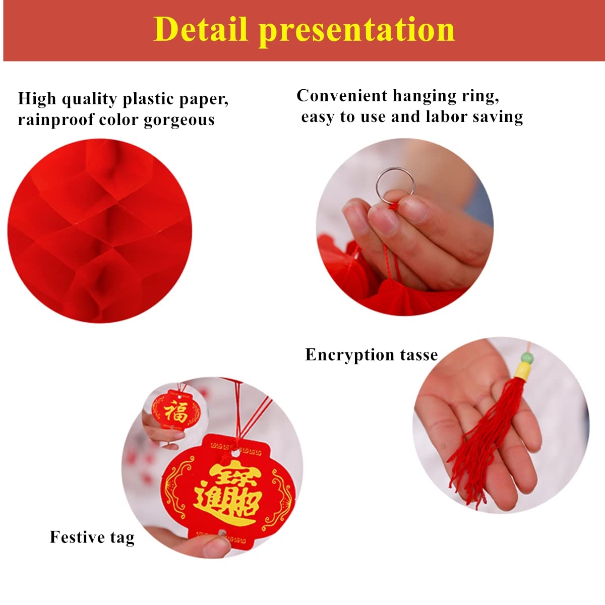 KYMY 40pcs Chinese Red Paper Lanterns - 15cm(5.9inch) Round Hanging Decorations for Lunar New Year 2025, Spring Festival, Lantern Festival, Wedding & Party Decor | Traditional Asian Home Decor, Garden, Restaurant & Event Decoration