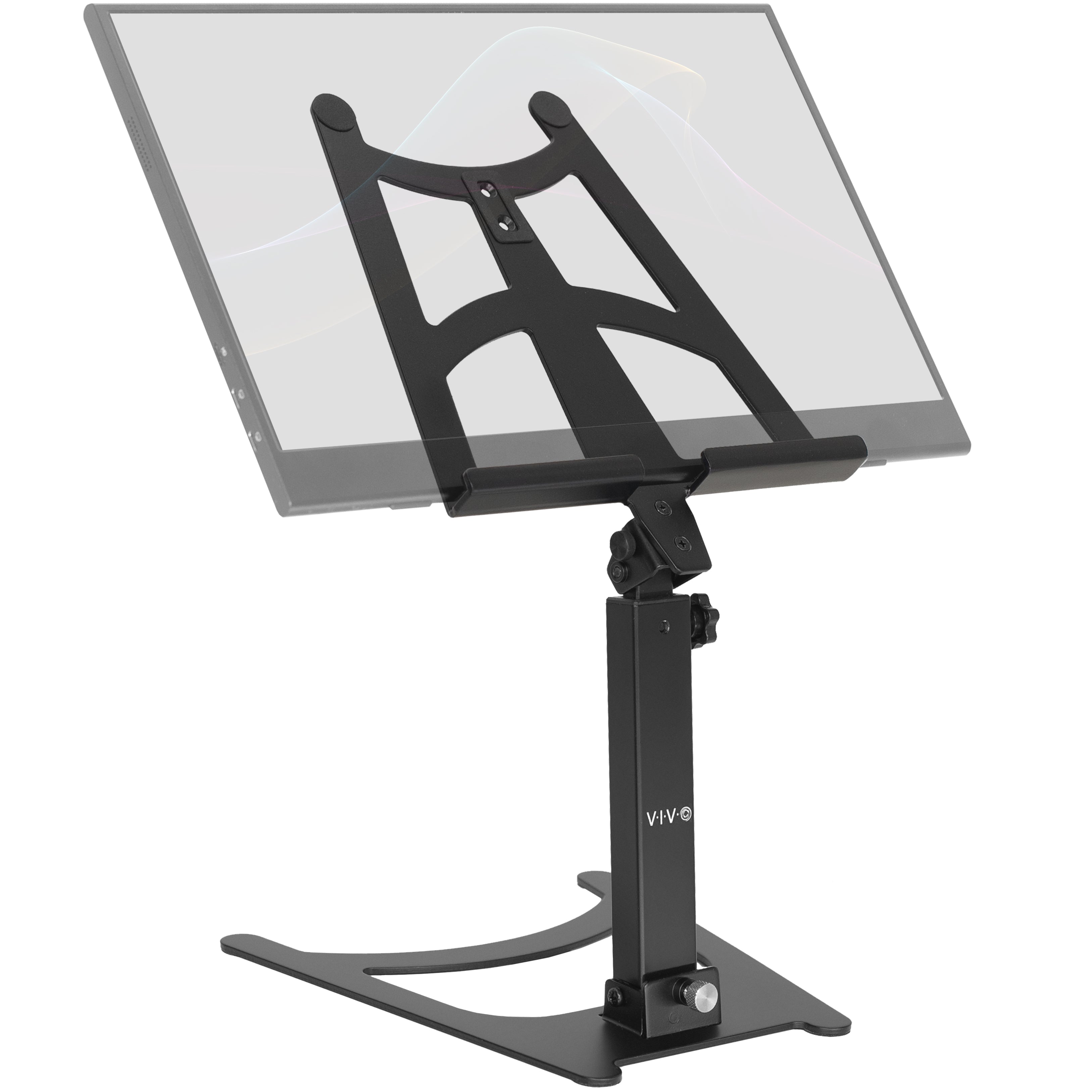 Portable Monitor Stand with Adjustable Height - Lightweight & Foldable Tablet Holder for Laptop, iPad, Phone - Perfect for Home Office, Travel & Bedside Use