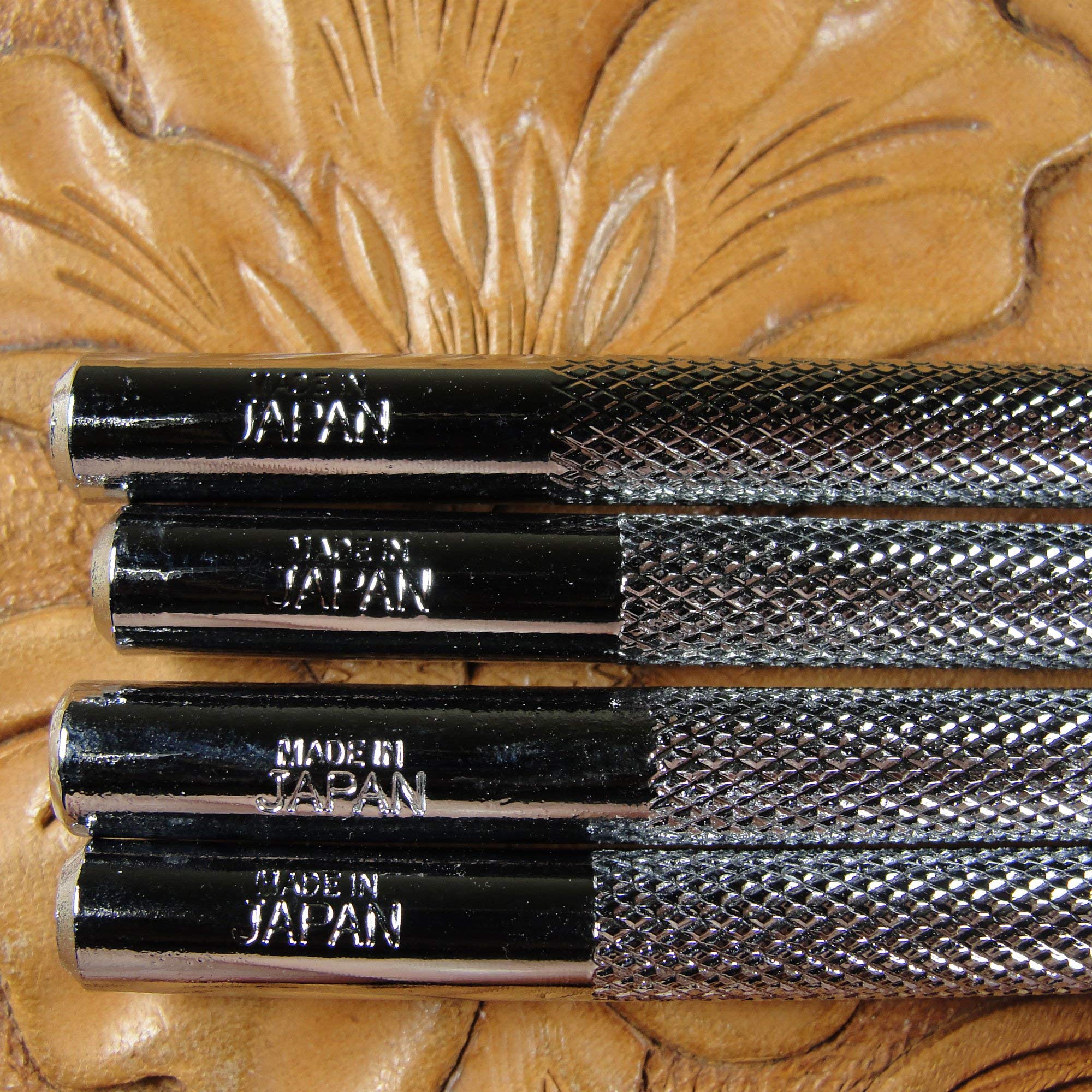 Premium Leather Beveler Stamps Set of 4 - Japanese High-Quality Leather Edge Smoothing Tools for Leathercraft, DIY Projects & Professional Leatherworking