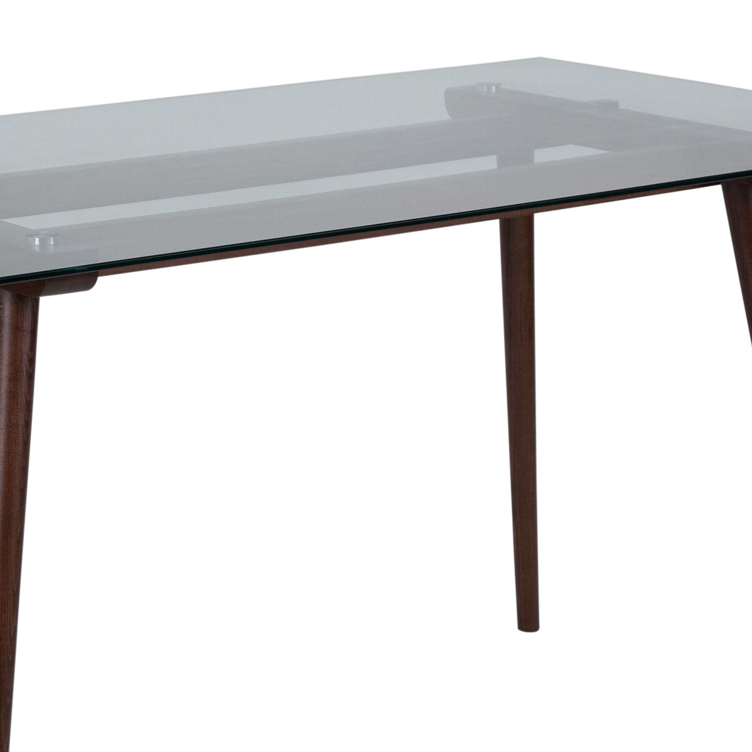 Merrick Lane Satillo Walnut Wood Dining Table with Clear Glass Top - 55