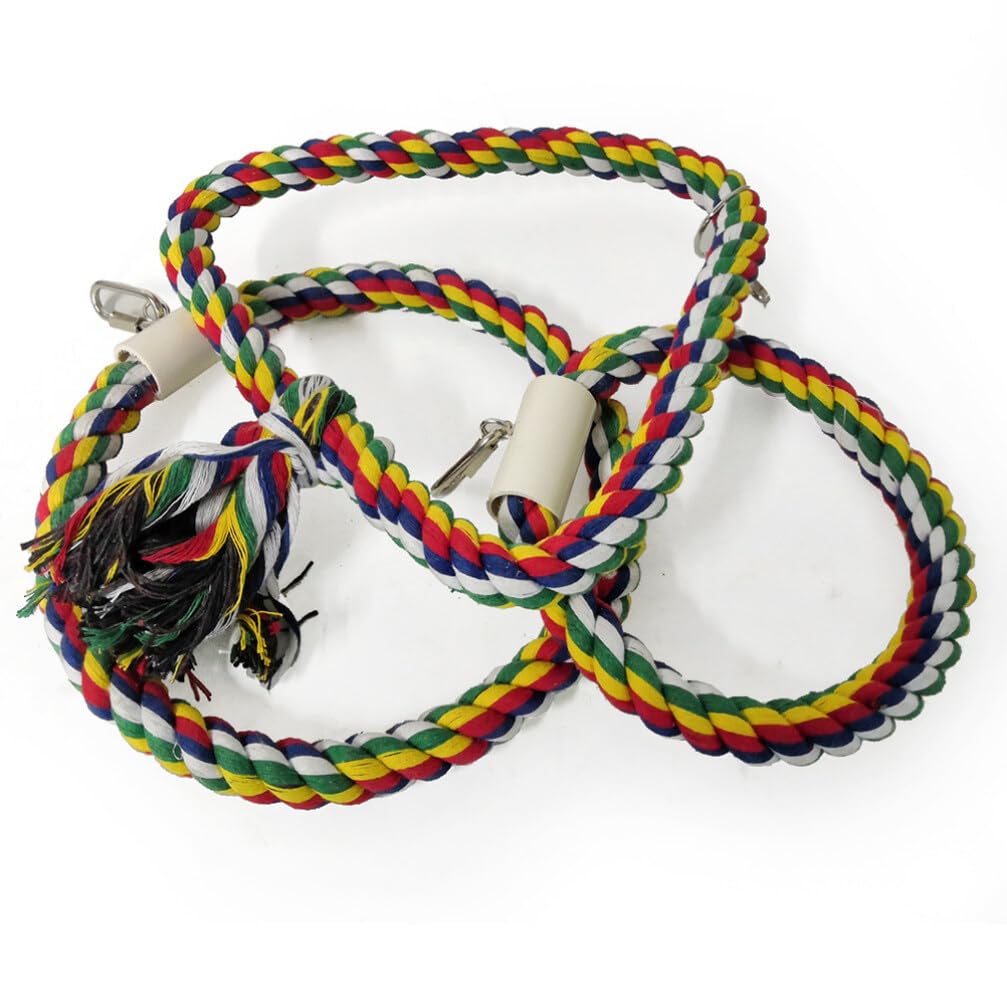 Balacoo Parrot Toys - Bird Cage Climbing & Biting Toys for Conures, Parakeets, Long Tail Birds - Cotton Rope Swing & Bungee Cord Accessories - Perfect for Playtime & Exercise in Bird Cages