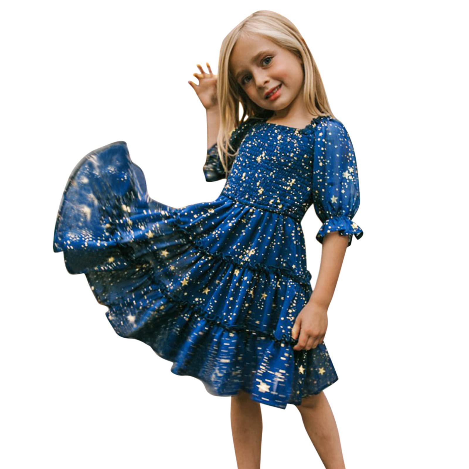 Princess Girls Backless Ruffle Summer Dress - Casual Short Sleeve Toddler Outfit for Easter, Beach, Party & Playtime