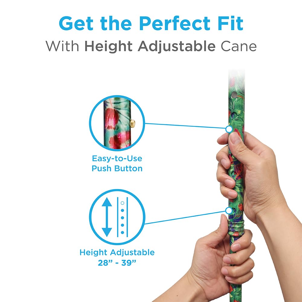 Premium Adjustable Walking Cane with Ergonomic Offset Handle - Lightweight Aluminum Mobility Aid with Carrying Strap - Ideal for Seniors, Hiking & Everyday Support - Canterbury Design