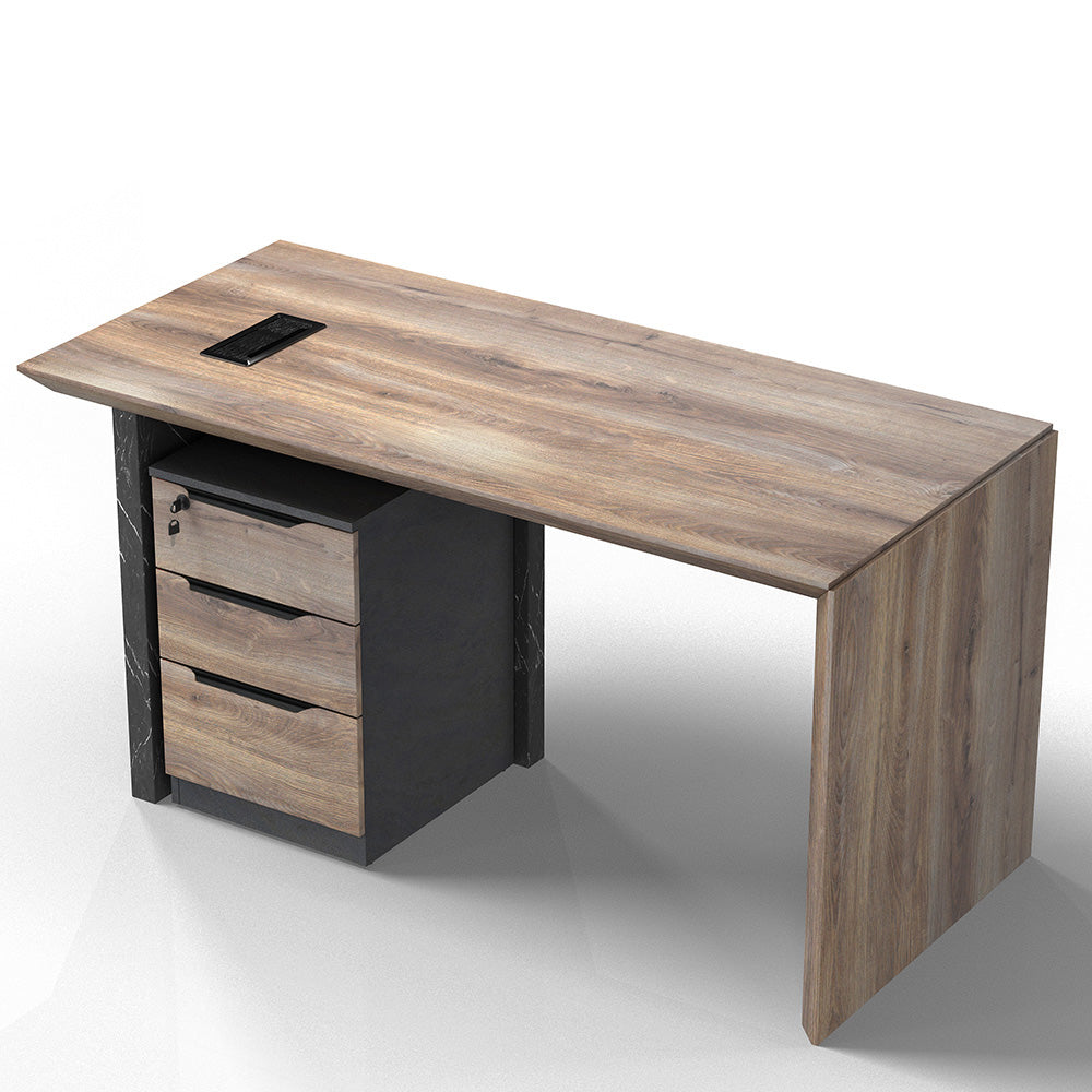 LOGAN 150cm Executive Desk - Reversible Design in Warm Oak & Black - Perfect for Home Office, Study & Workspace