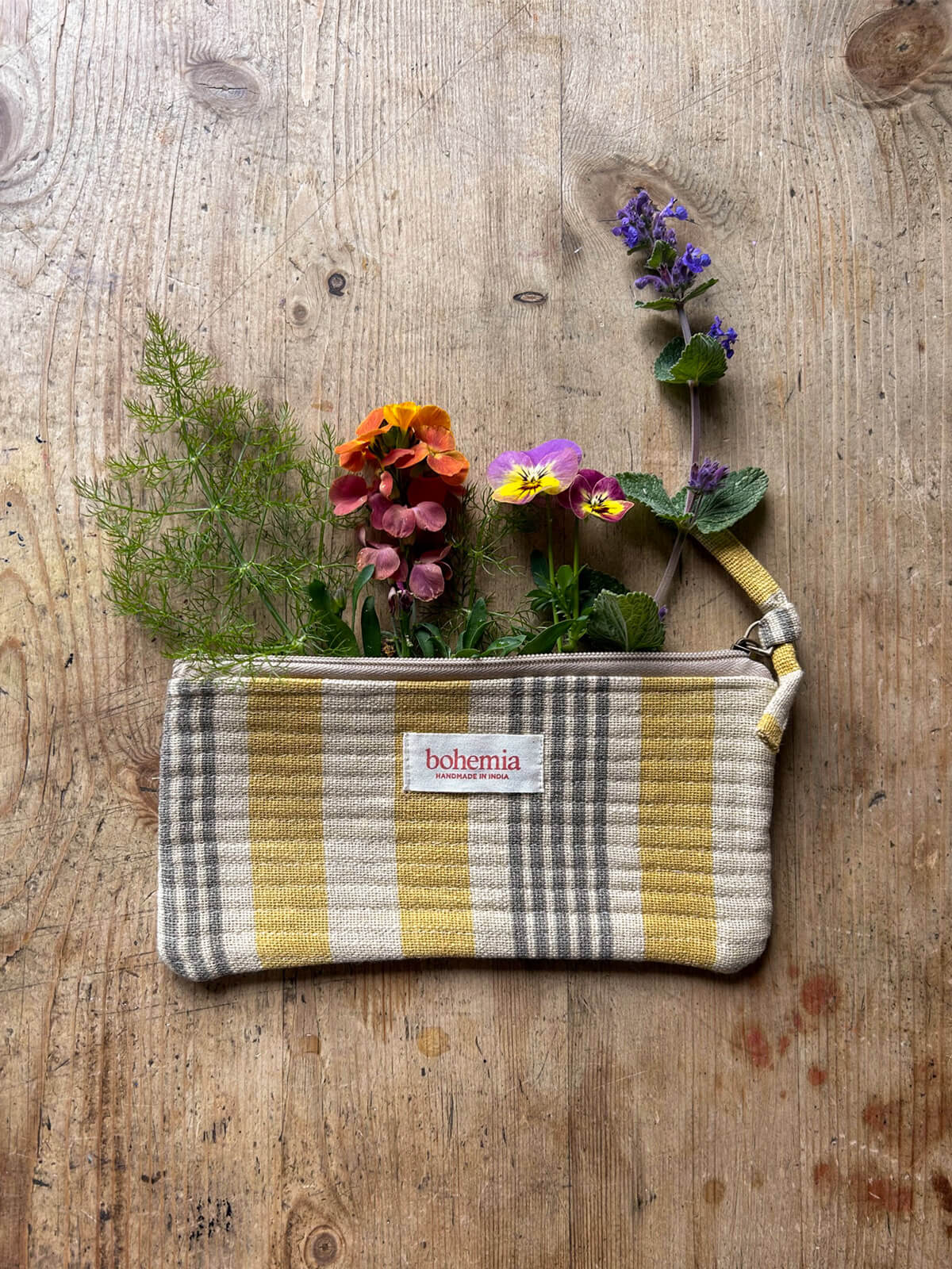 Jaipur Stripe Pencil Case - Vibrant Indian Yellow Design for School, Office & Travel Organization | Stylish Stationery Holder for Students & Professionals