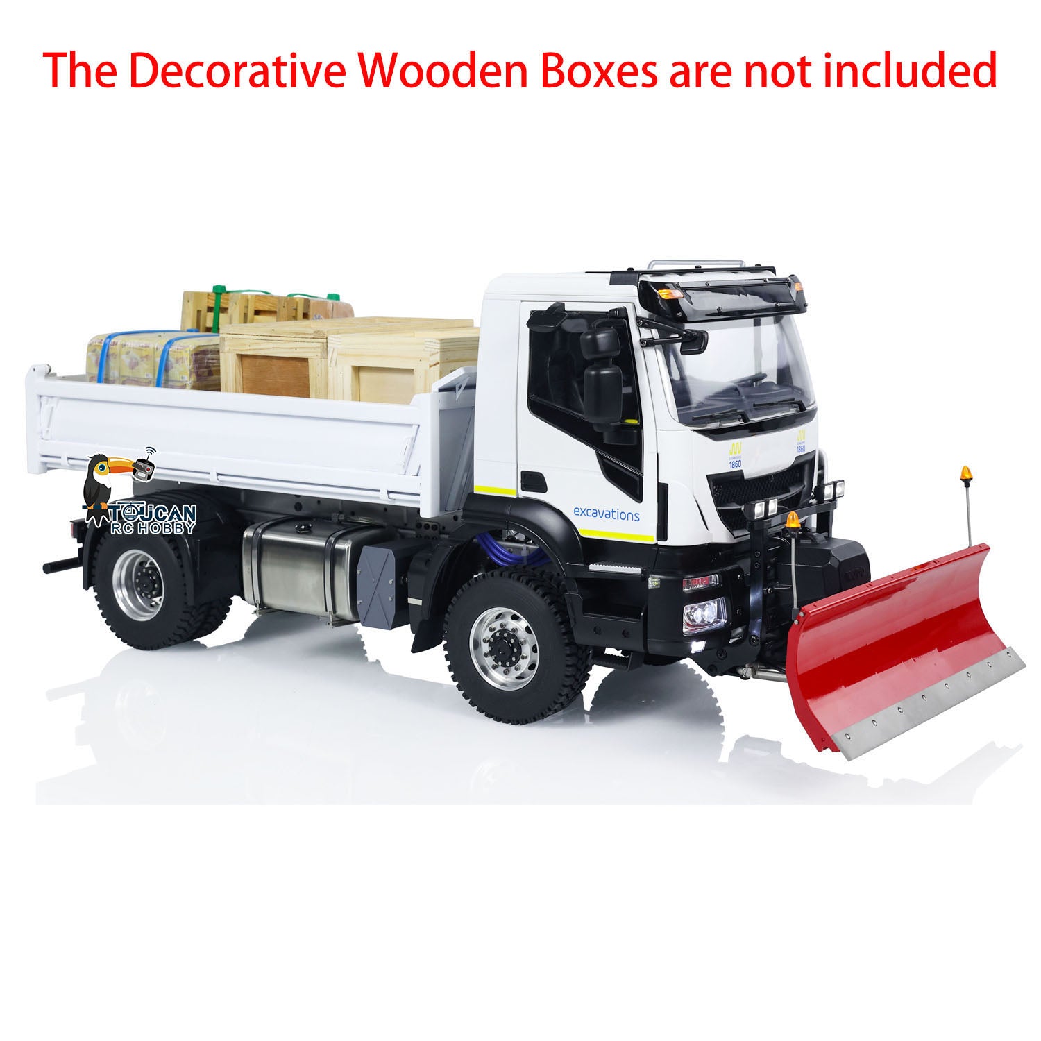 1/14 Scale 4x4 Metal RC Hydraulic Dumper Truck with Snow Blade - Remote Control Tipper Car with Realistic Sound, LED Lights, Pre-Assembled & Painted Body, ESC & Servo - Perfect for Construction Play, Snow Removal & Off-Road Adventure