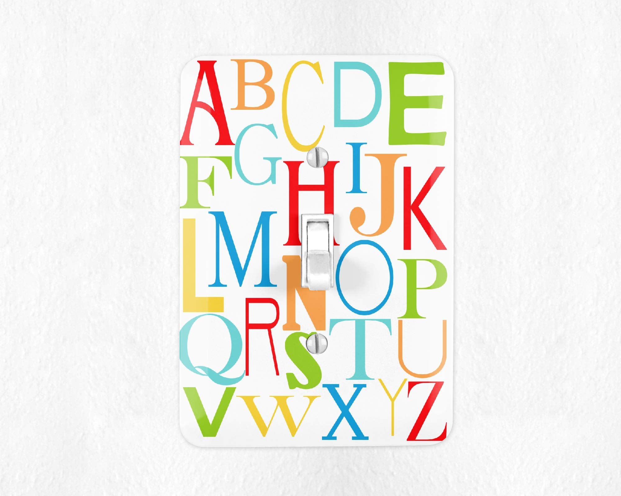 Alphabet Light Switch Cover - Decorative Wall Plate for Kids Room, Nursery & Playroom - ABC Learning Decor with Rainbow Colors - Perfect for Baby, Toddler & Children's Bedroom Decorations