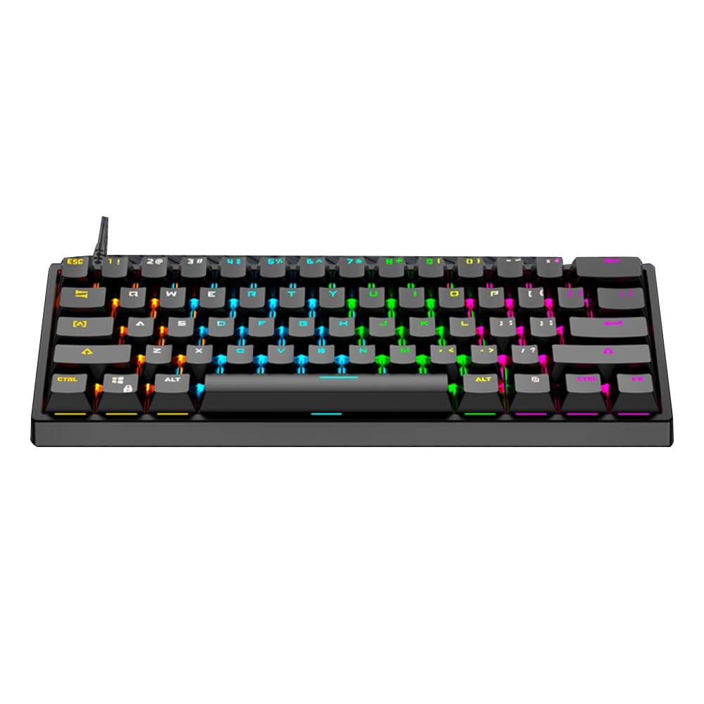 Docooler 61-Key Mechanical Gaming Keyboard with Blue Switches - Durable Compact Design, RGB Backlit, Ergonomic - Perfect for PC Gaming, Office Work & Typing Enthusiasts